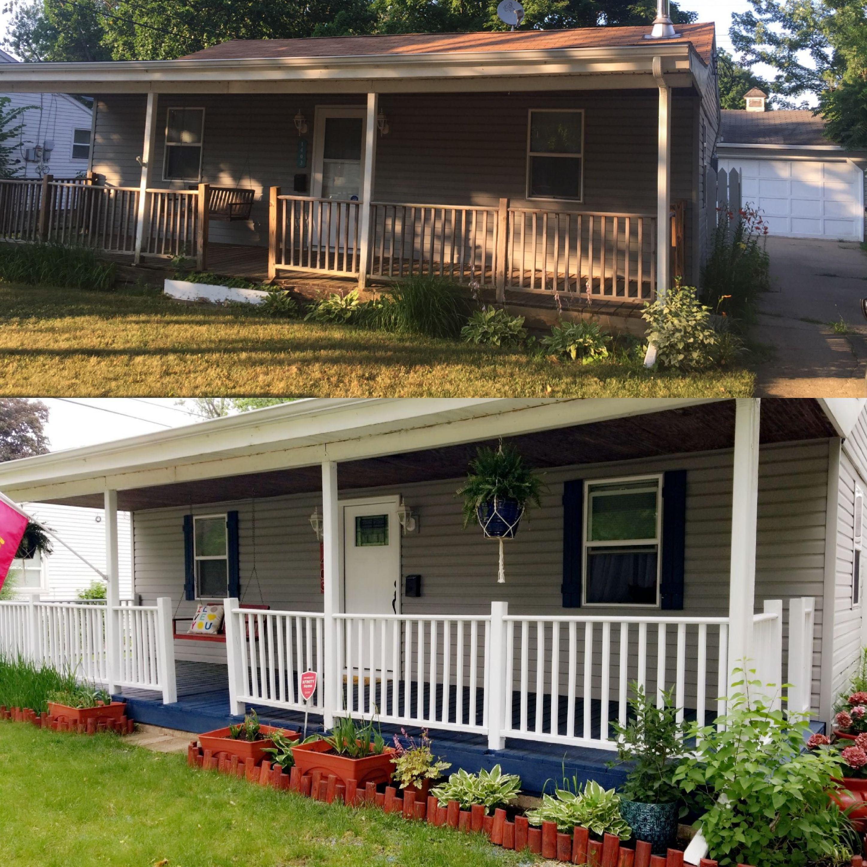 Before and after of the porch and exterior garden remodel!! Stay tuned