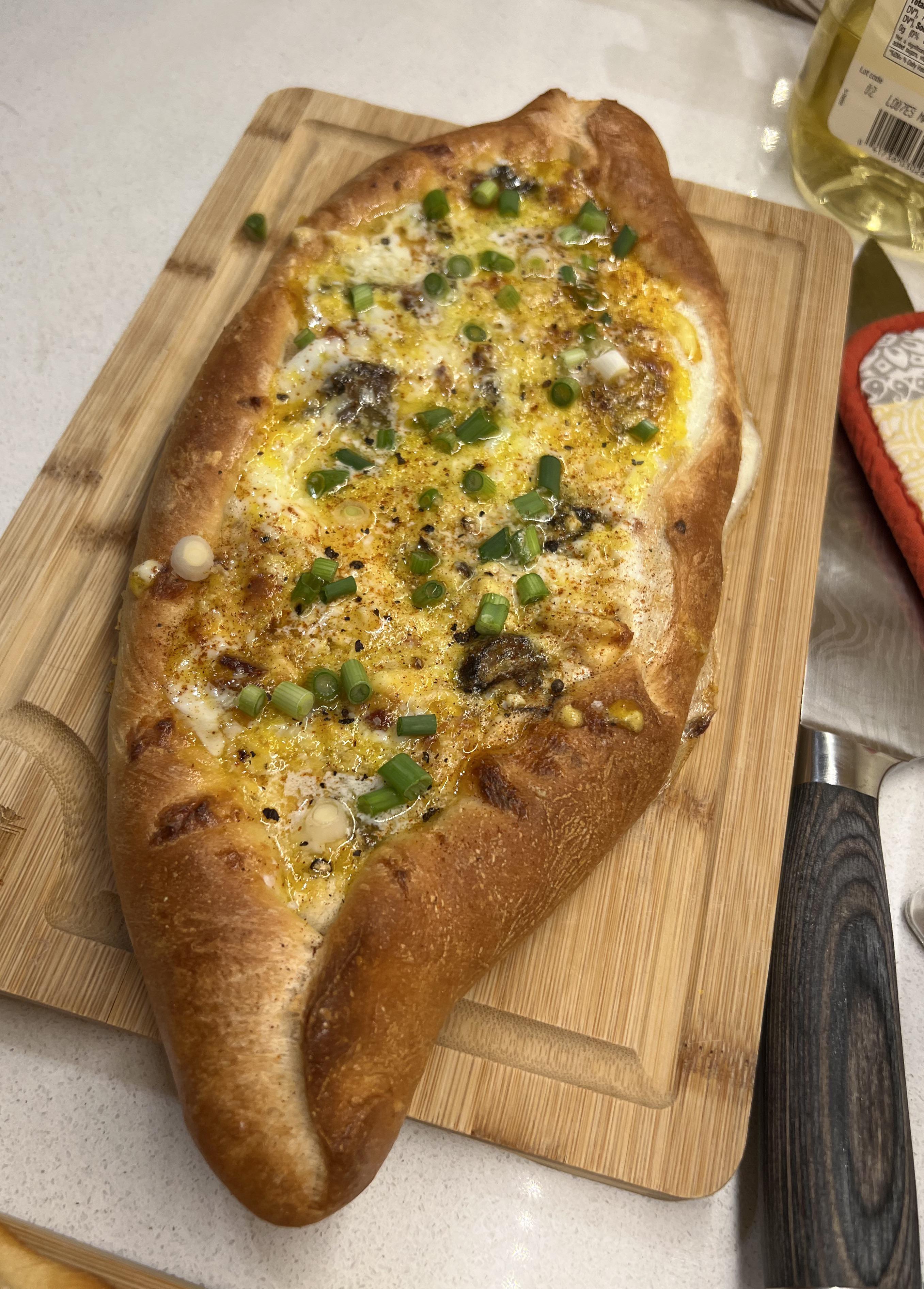 Homemade Khachapuri AKA “Cheeseboat” r/Only_Food