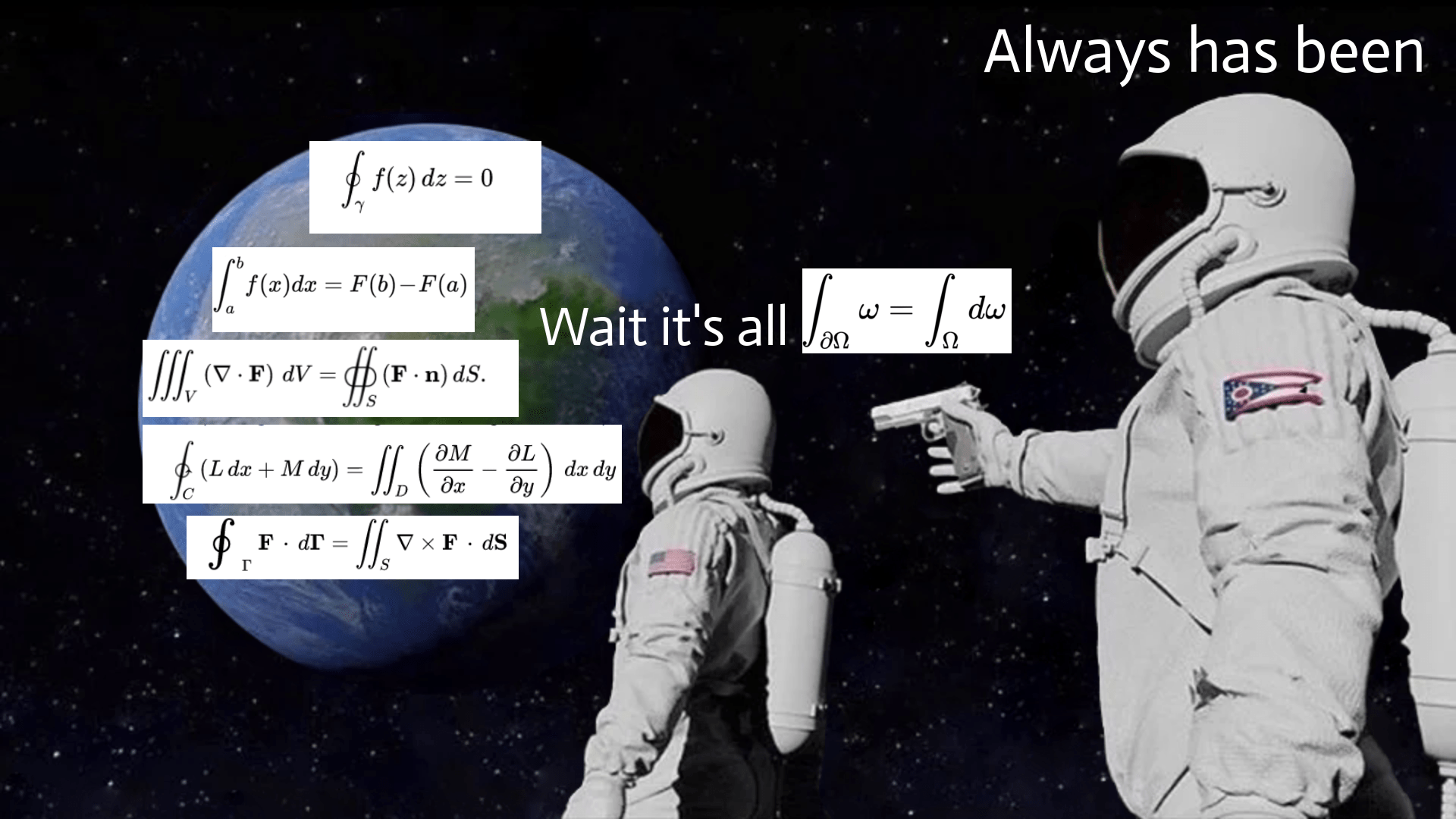 Learning differential forms got me like.. r/physicsmemes