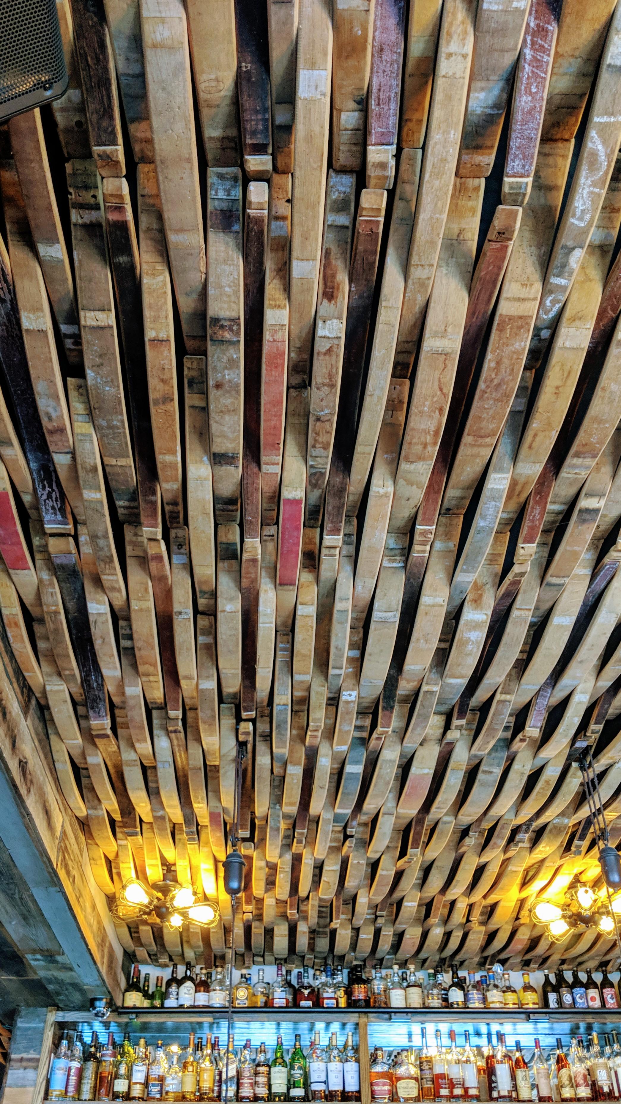 Bar ceiling covered in barrel staves r/oddlysatisfying