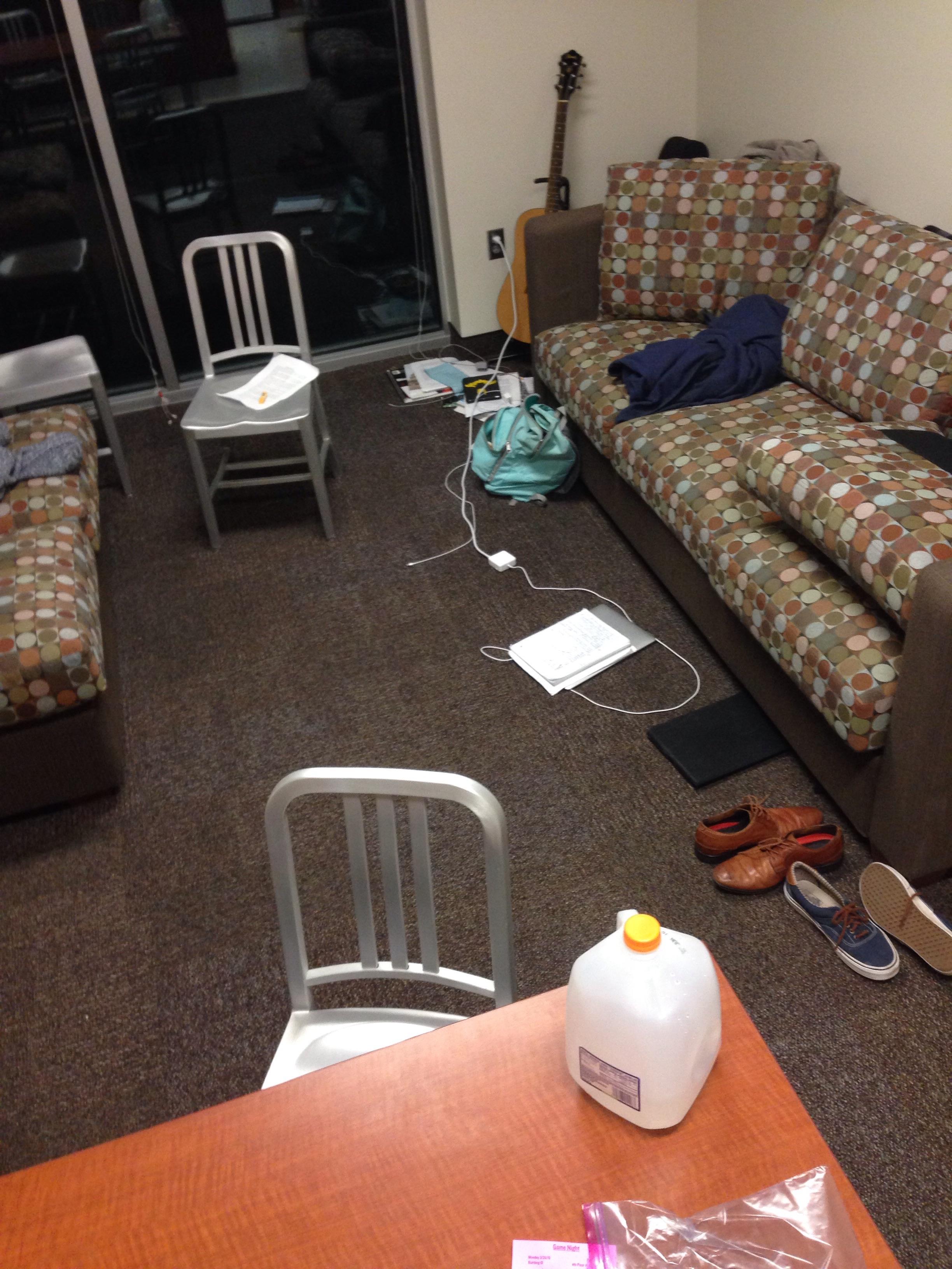 Roommate acts like he lives alone. This space is shared by four people and this is typical