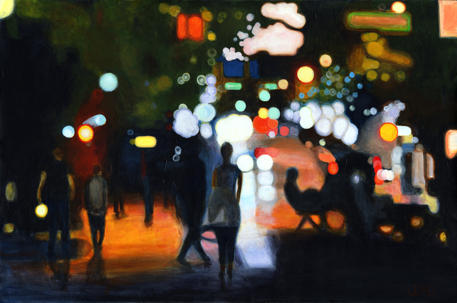 A painting I just finished of Robson St at night. "City Of Lights" r