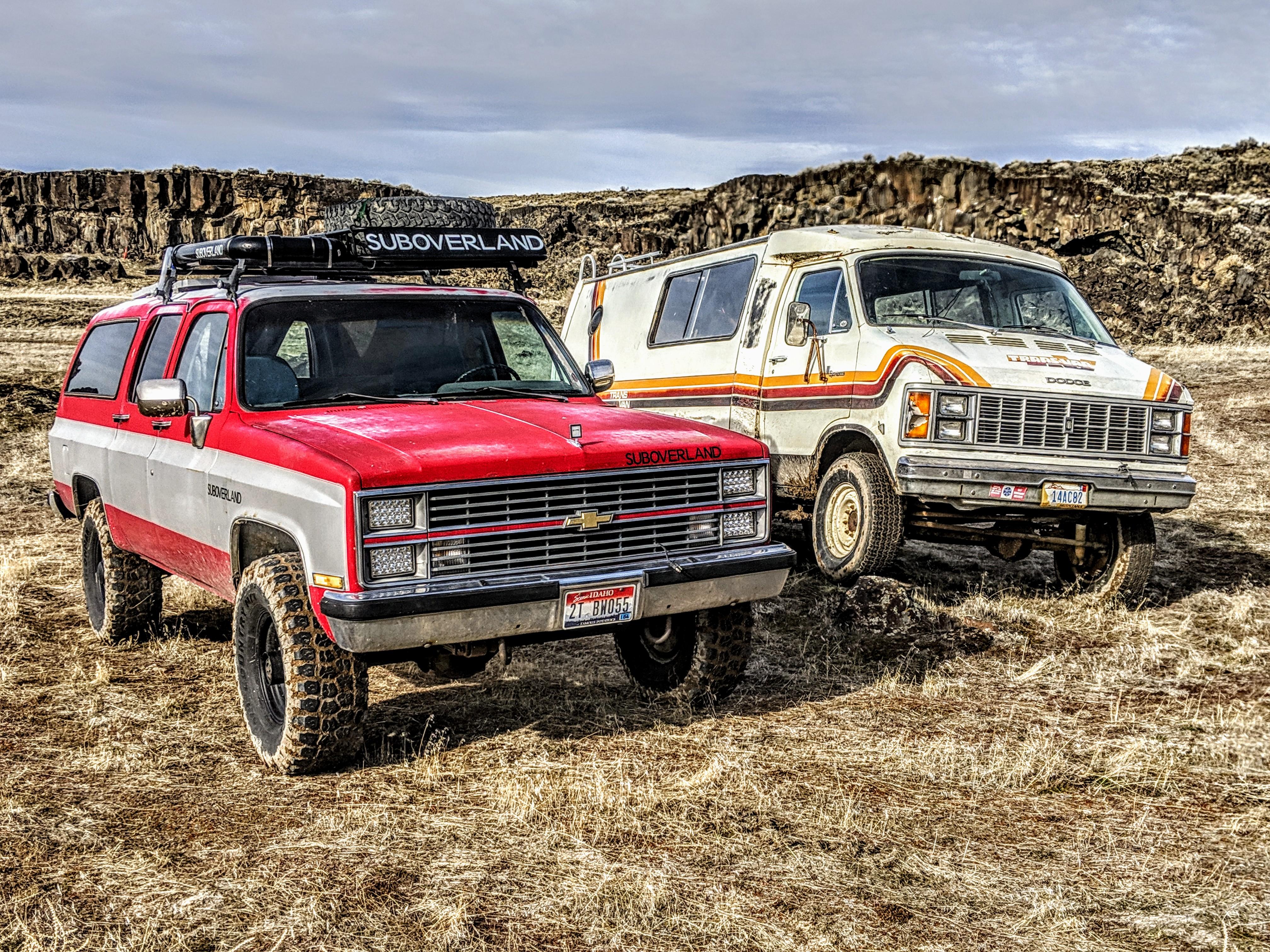 1983 Diesel Overland Suburban and 1976 4x4 Dodge TransVan. r/overlanding