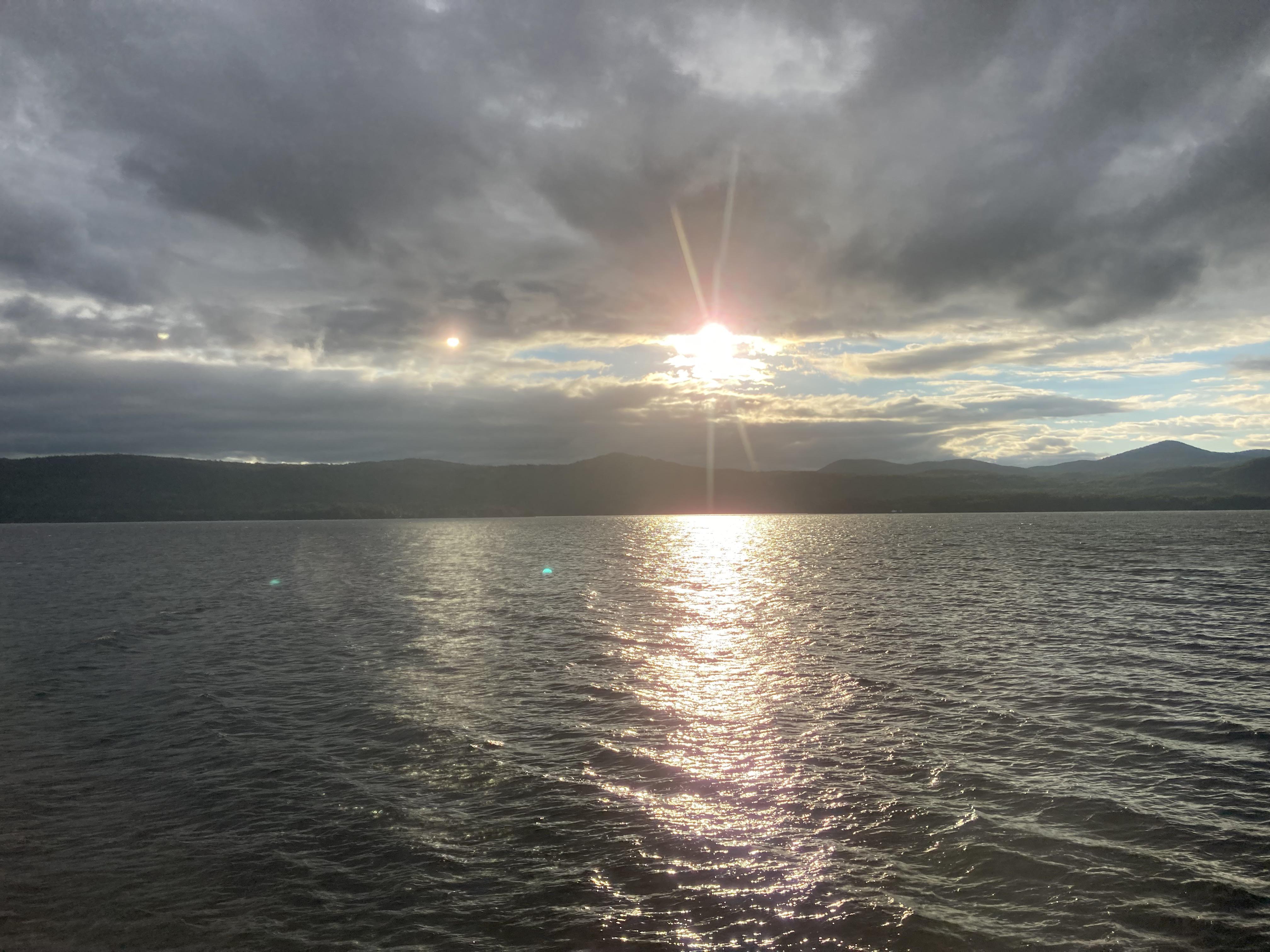 Sunset from the Lac Du Saint Sacrement cruise ship