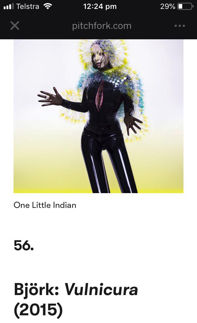 Vulnicura rated 56th best album of the decade by Pitchfork. r/bjork