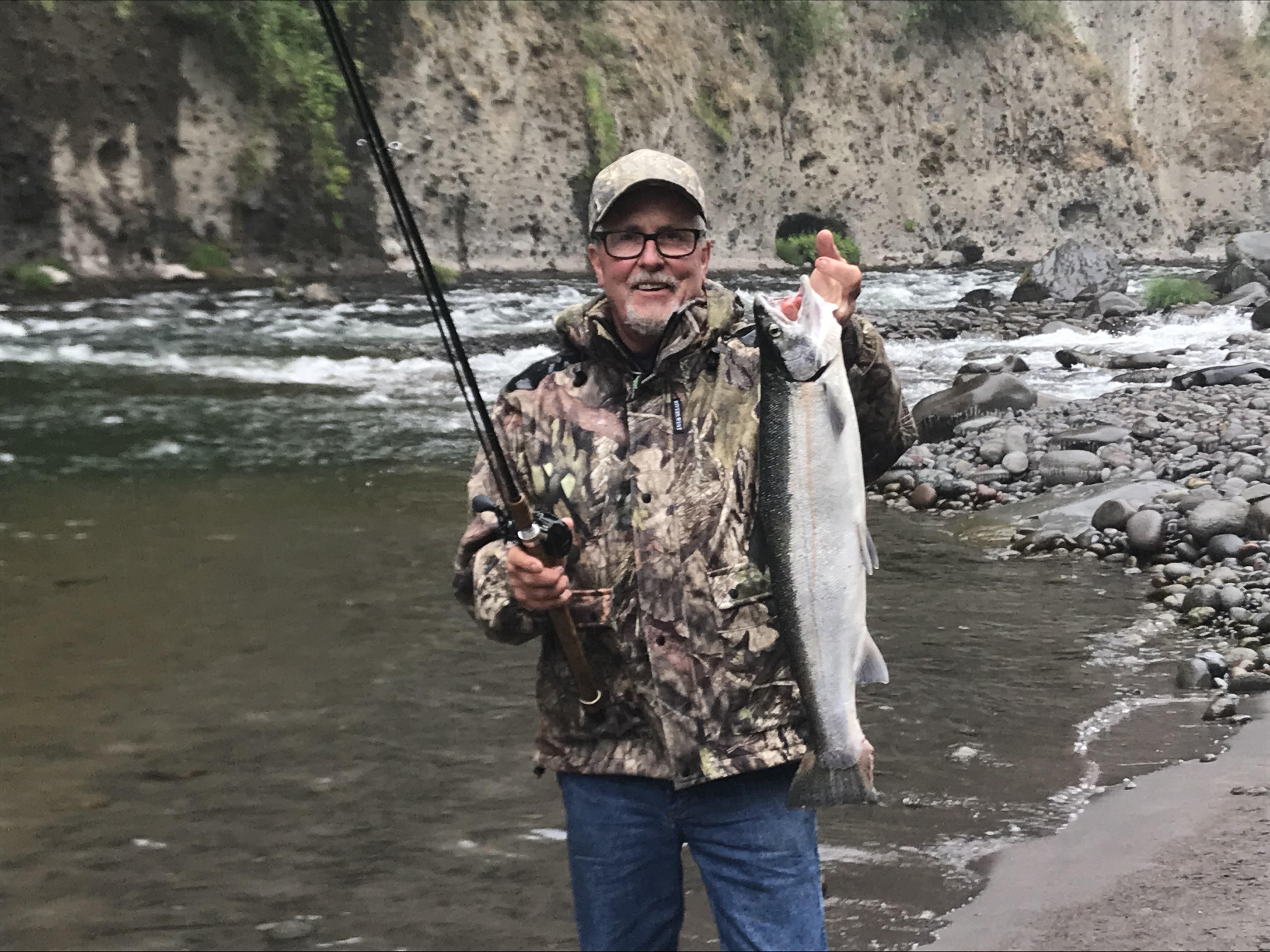 Back in Oregon for the first time in 25 years, he caught his first