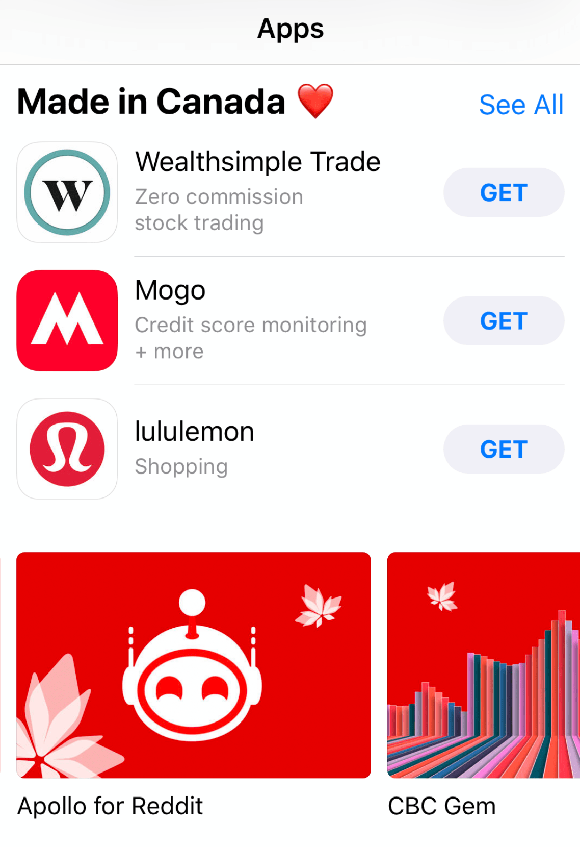 Apollo got chosen to be featured for Canada day on the App Store