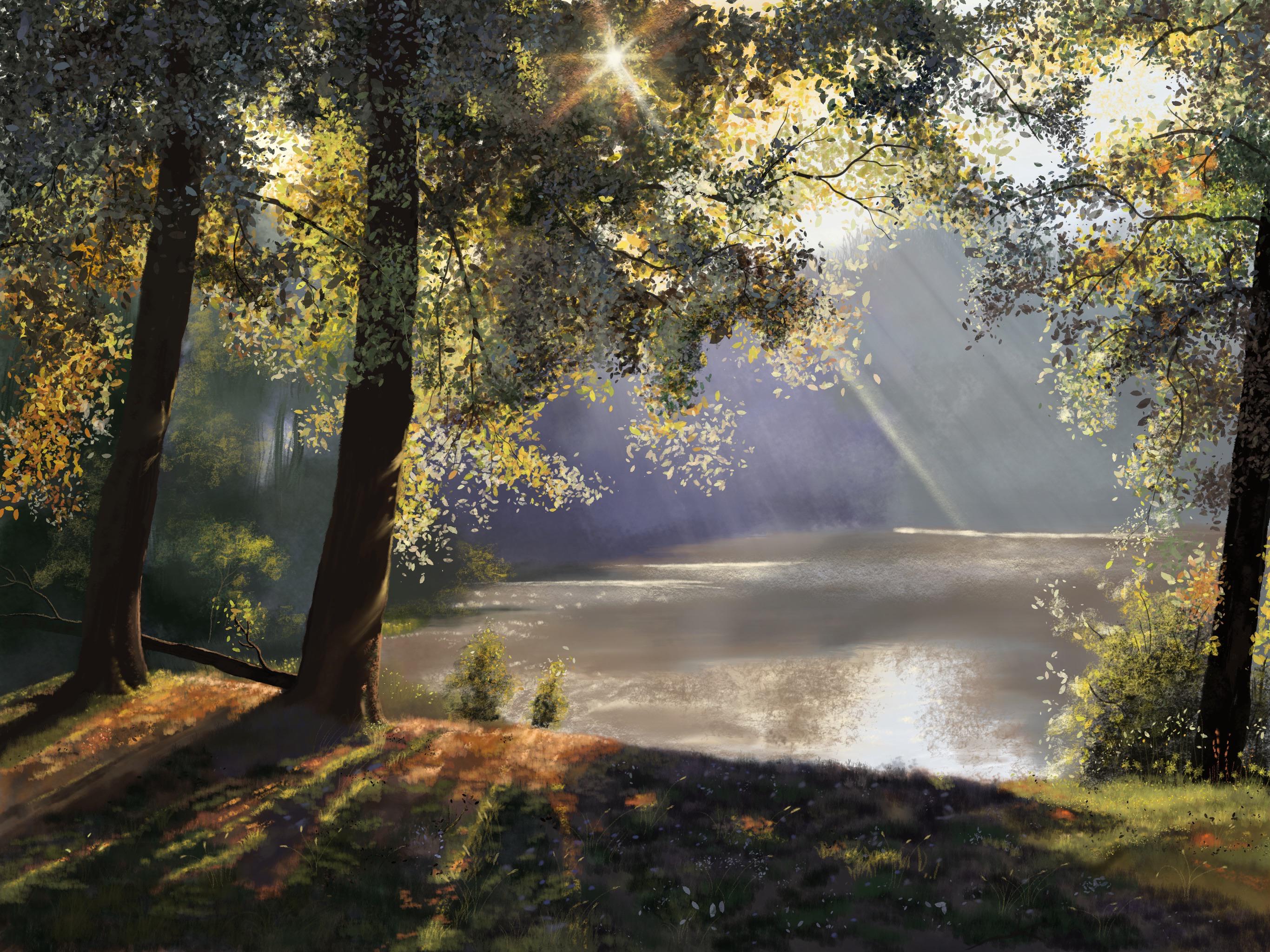 A quiet place to reflect. Some landscape art I recently finished. Done