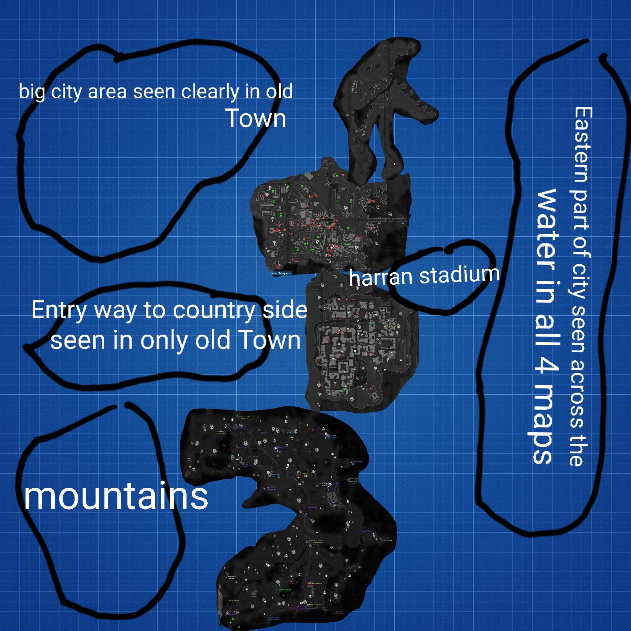 The geographical locations of each map in dying light based on what you