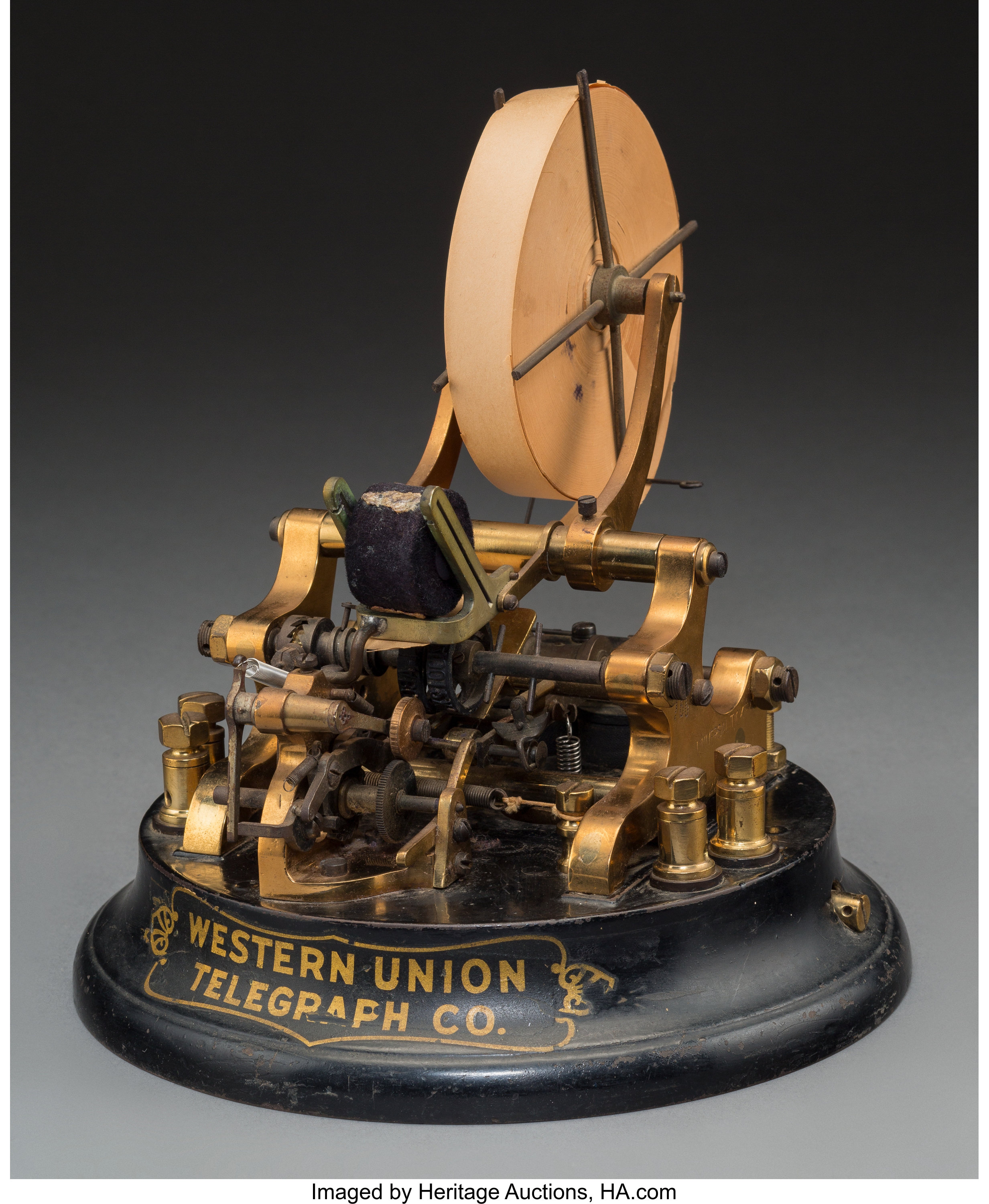 An Edison Model 3A Western Union Universal Stock Ticker Machine, late