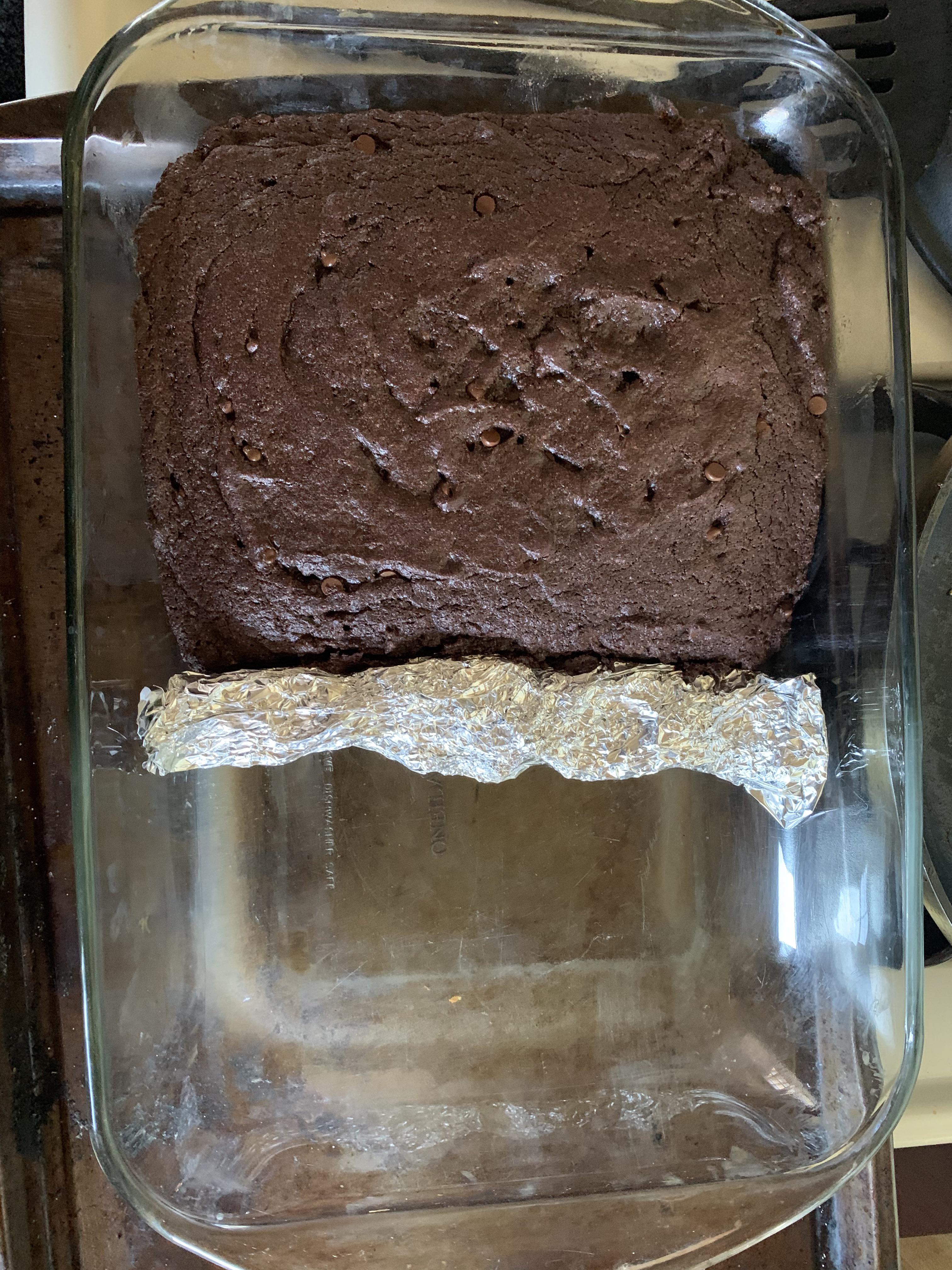If you are baking brownies and don’t have a small enough tray, roll up