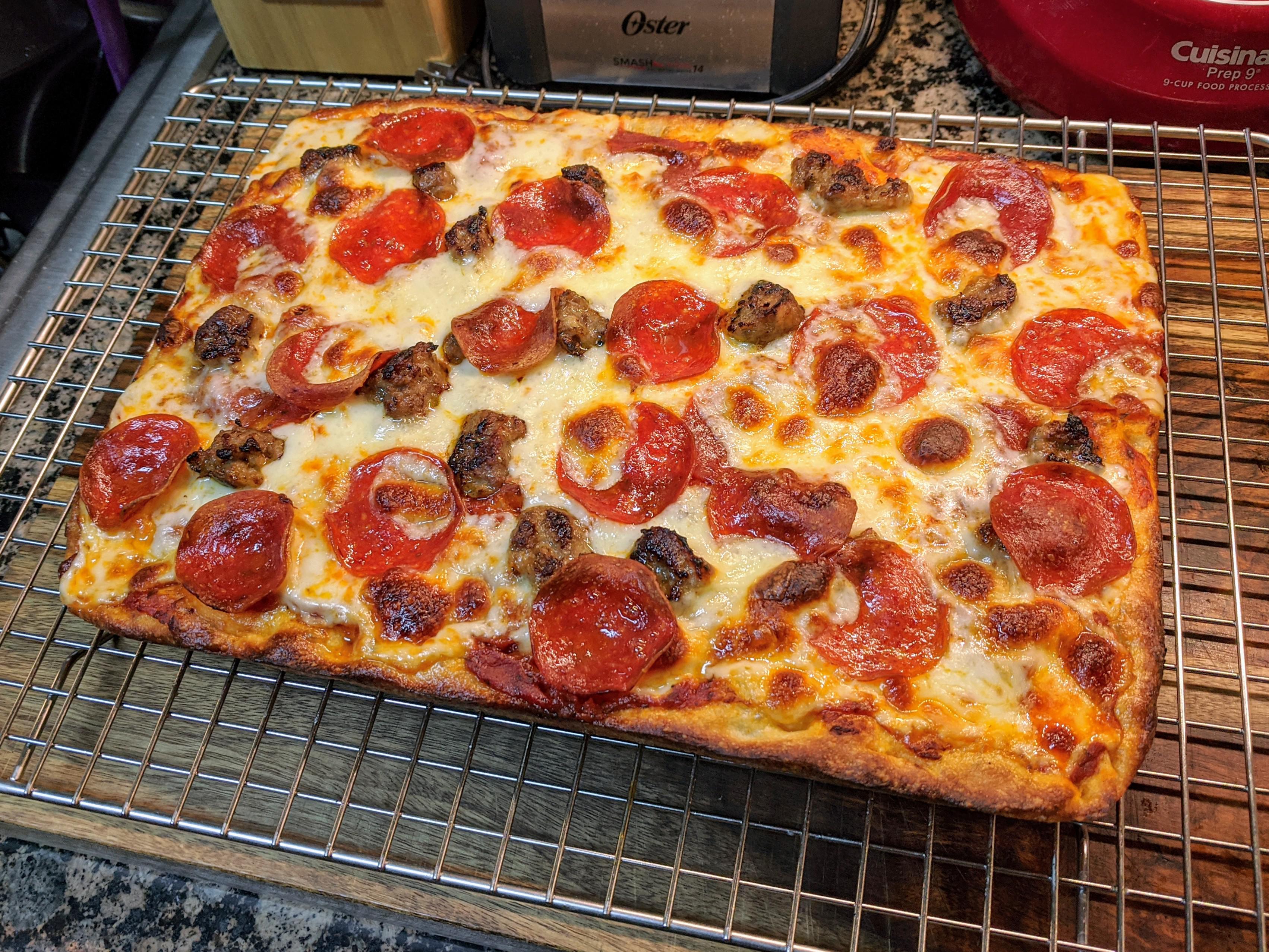 Pepperoni and Sausage Square Pizza r/Pizza