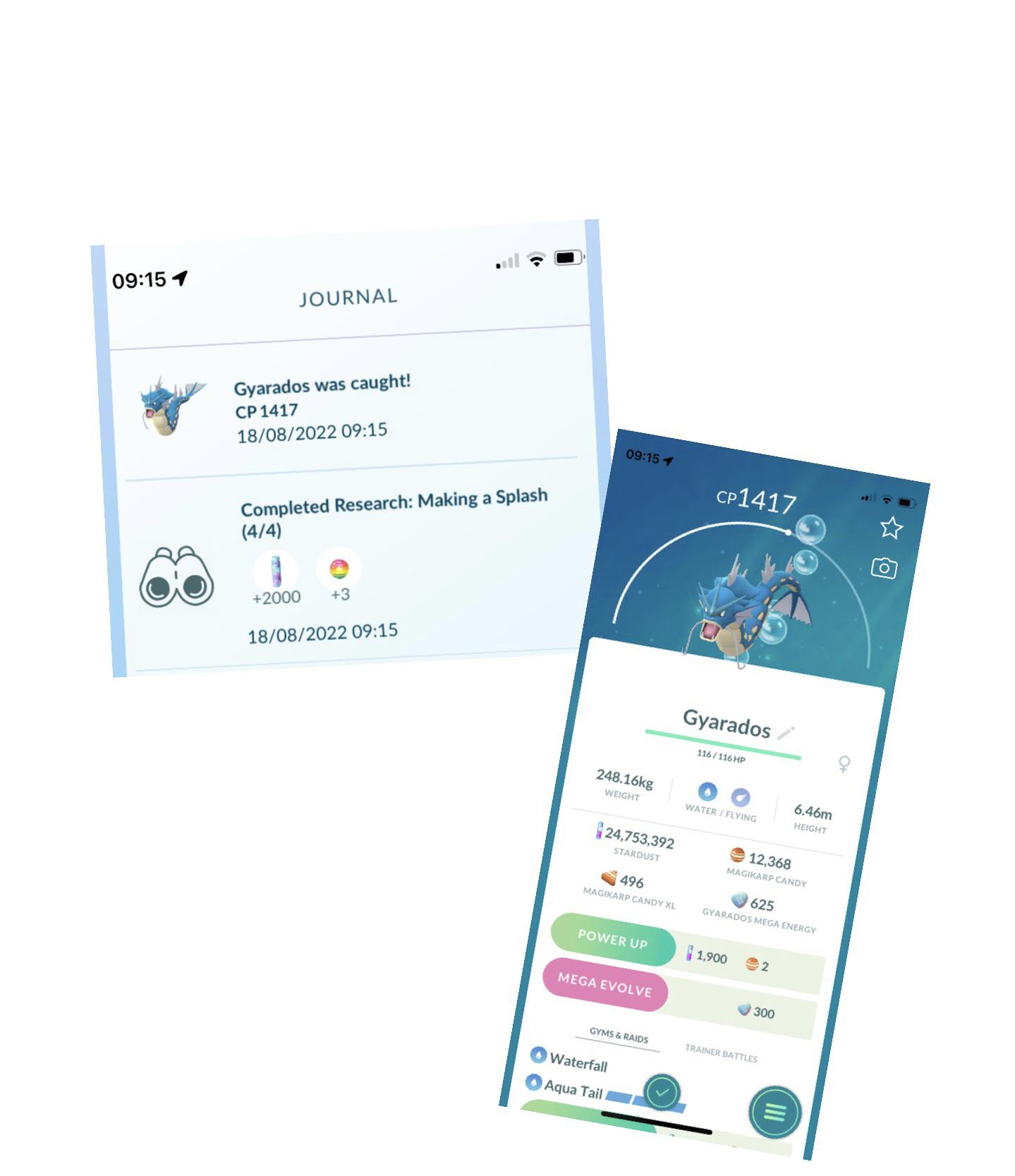 Gyarados caught from old research during event has Aqua Tail r