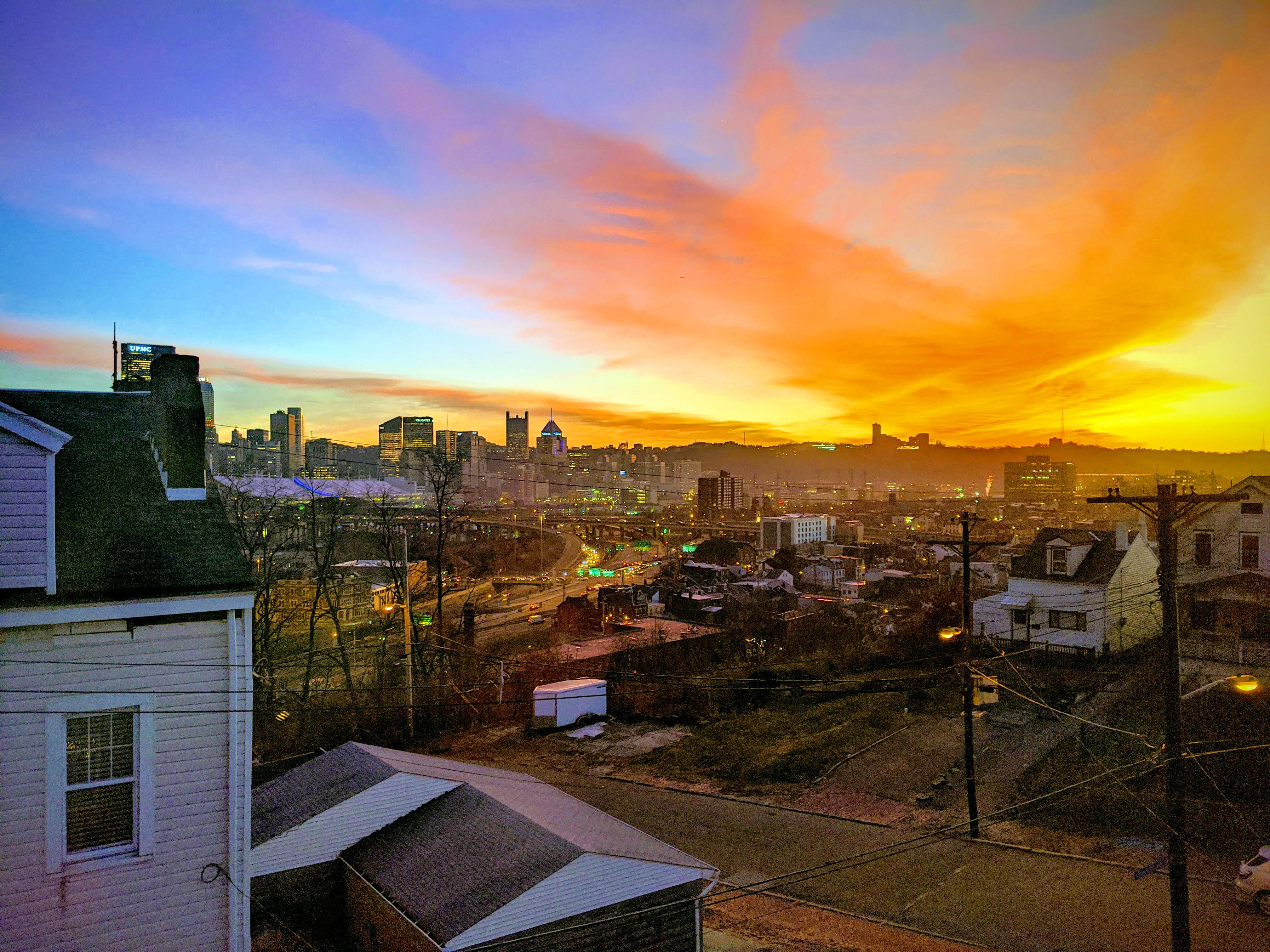 Sunset from Troy Hill last night r/pittsburgh