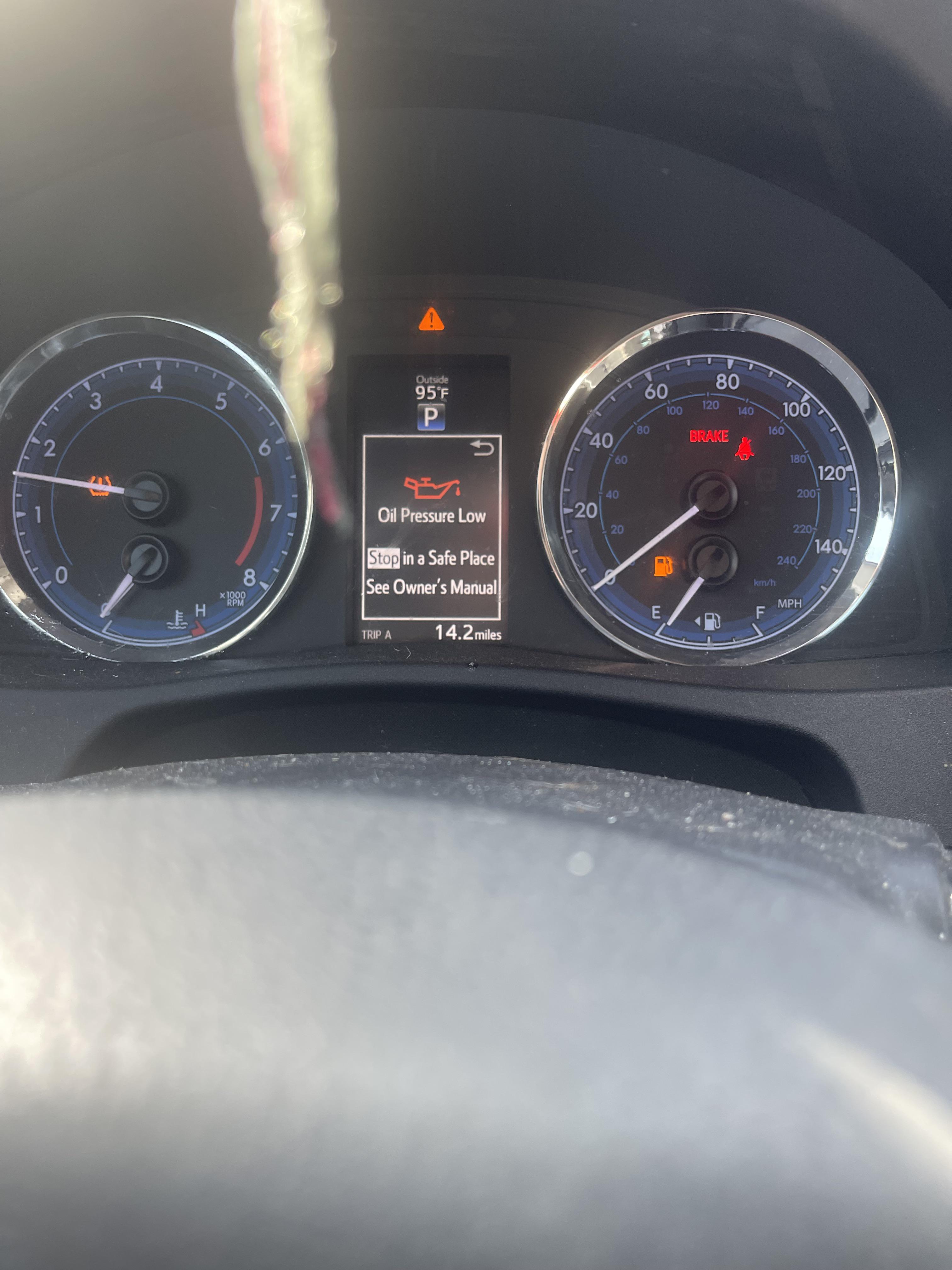 Recent oil change, two hours later a low oil pressure light r