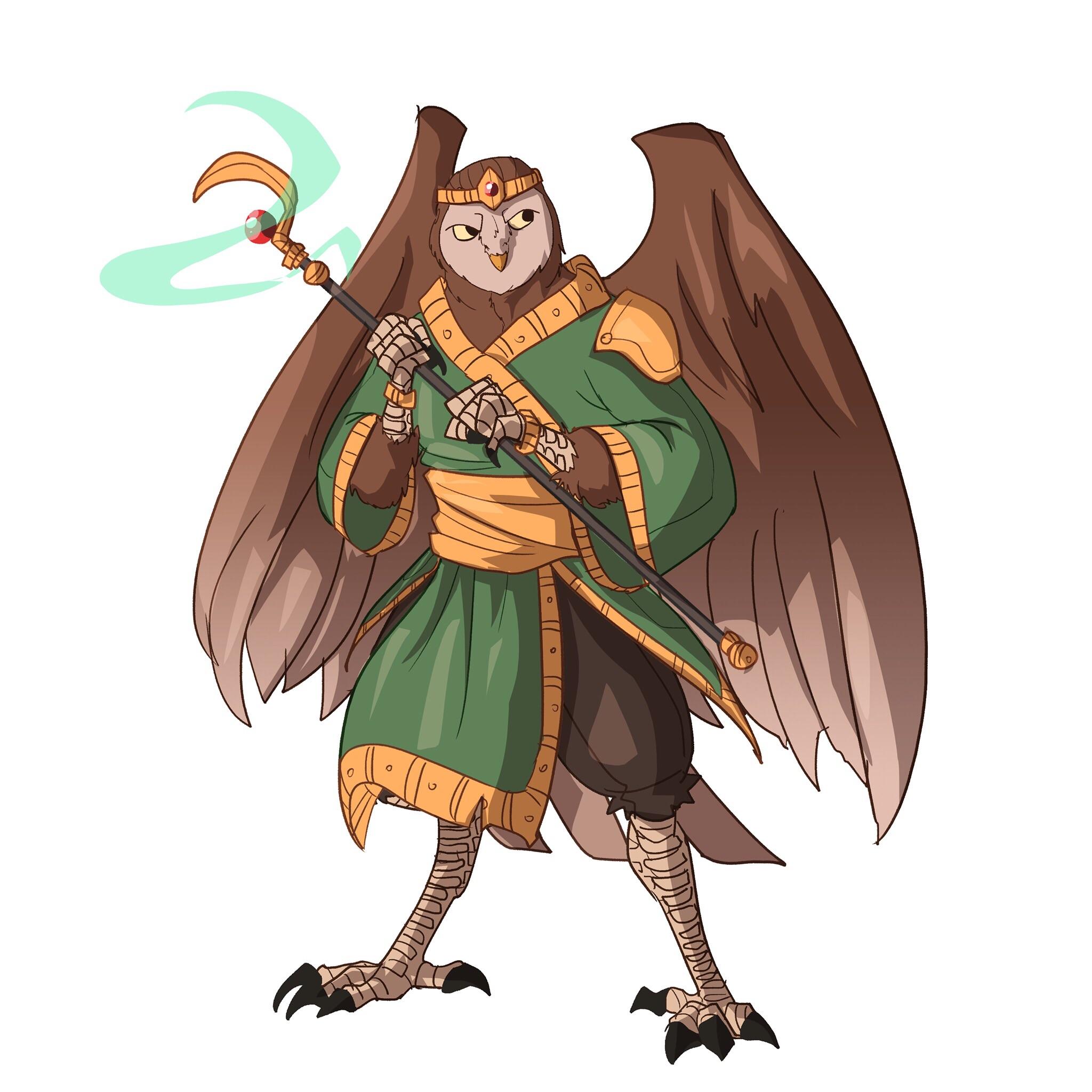 [OC] [Art] Drew my owl Aarakocra NPC, Prince Tyton! DnD