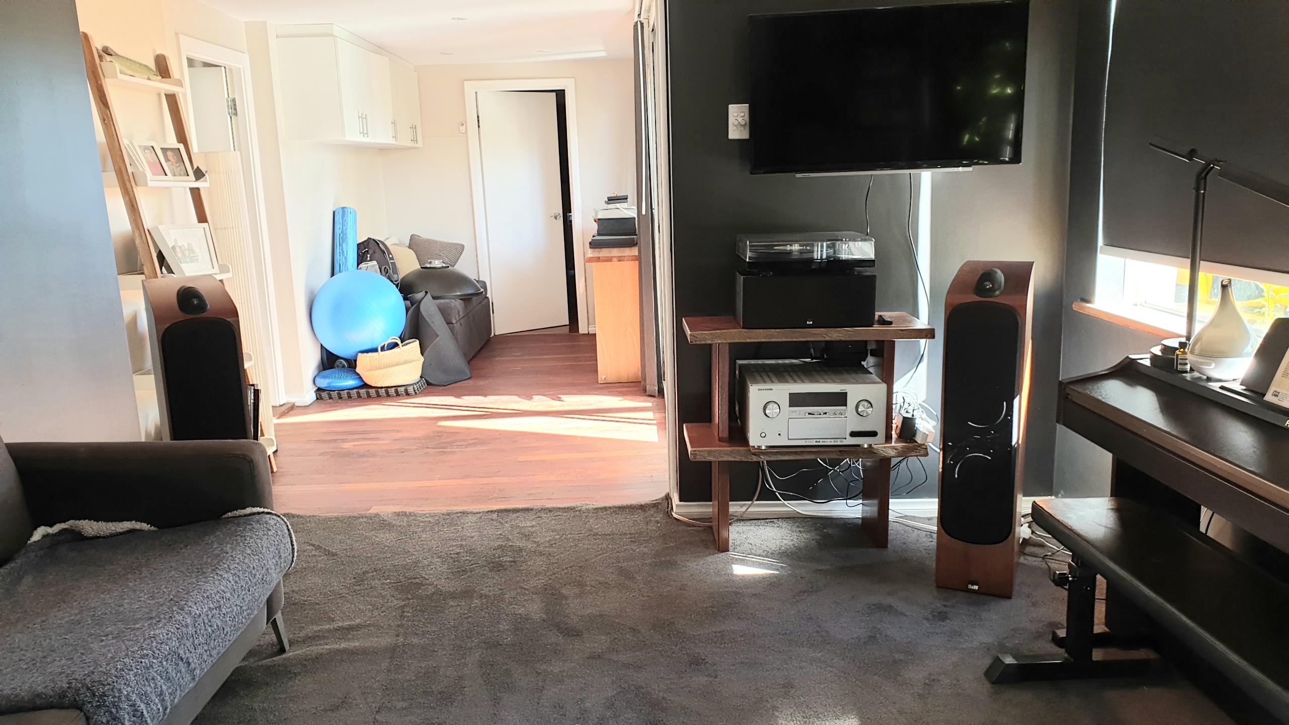 My first listening room setup. Open to room treatment suggestions. r