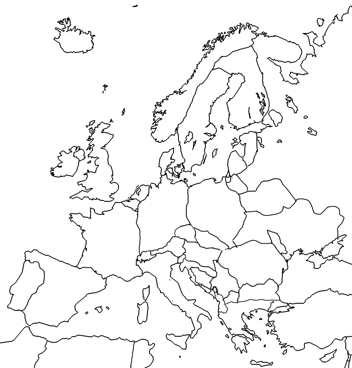 Europe Map Unlabeled