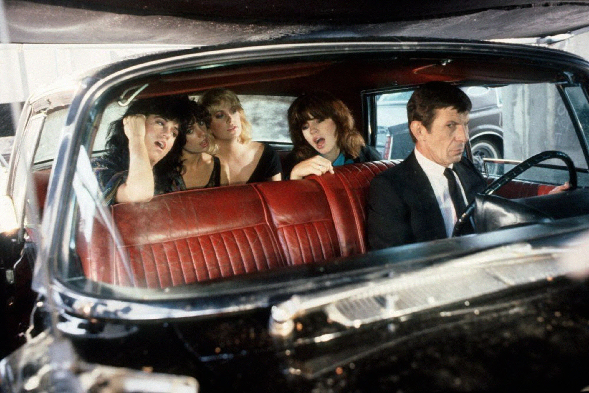 The Bangles and Leonard Nimoy on the set of Going Down to Liverpool