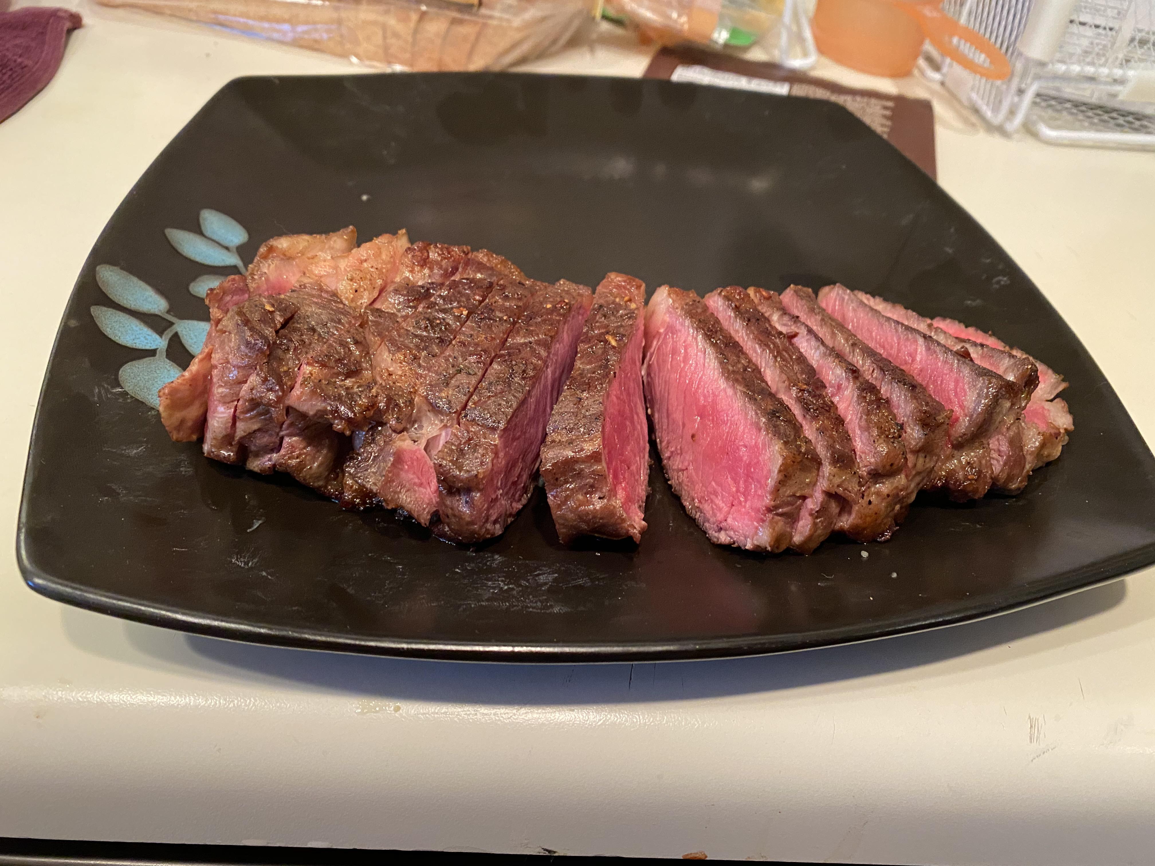 Reverse seared New York strip r/meat
