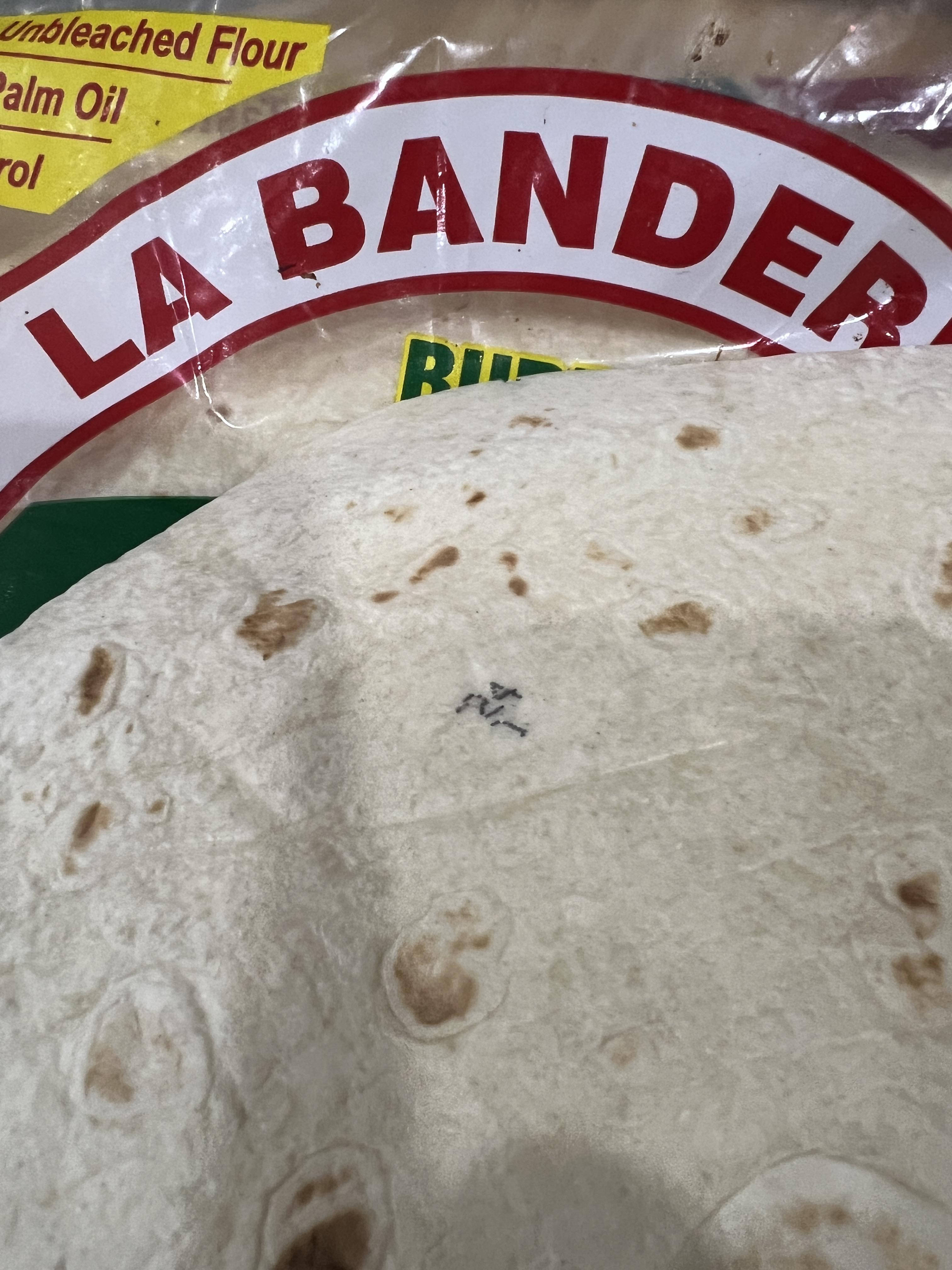 One of my flour tortillas had a partial expiration date printed on it