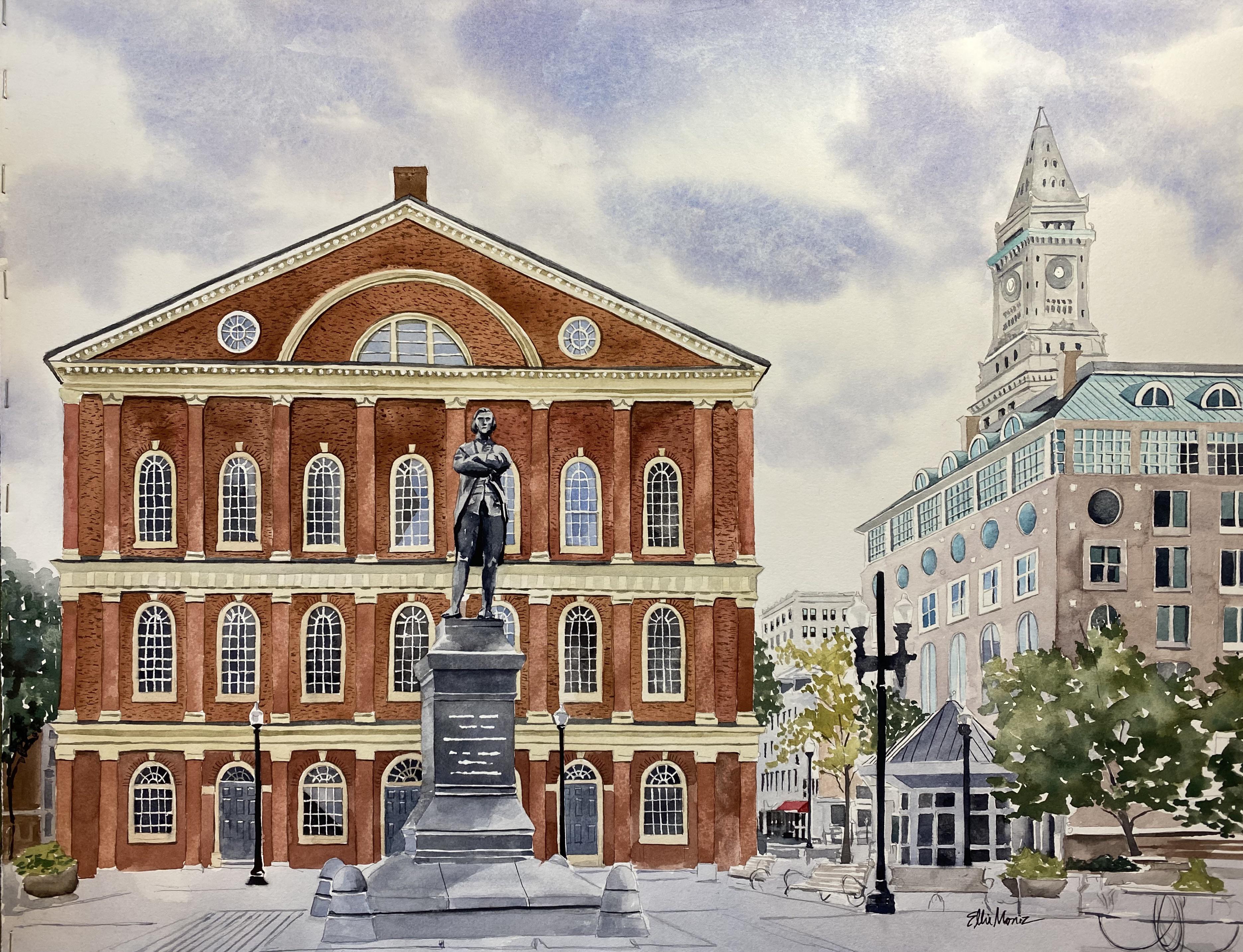 Watercolor. Faneuil Hall 17”x22” r/boston