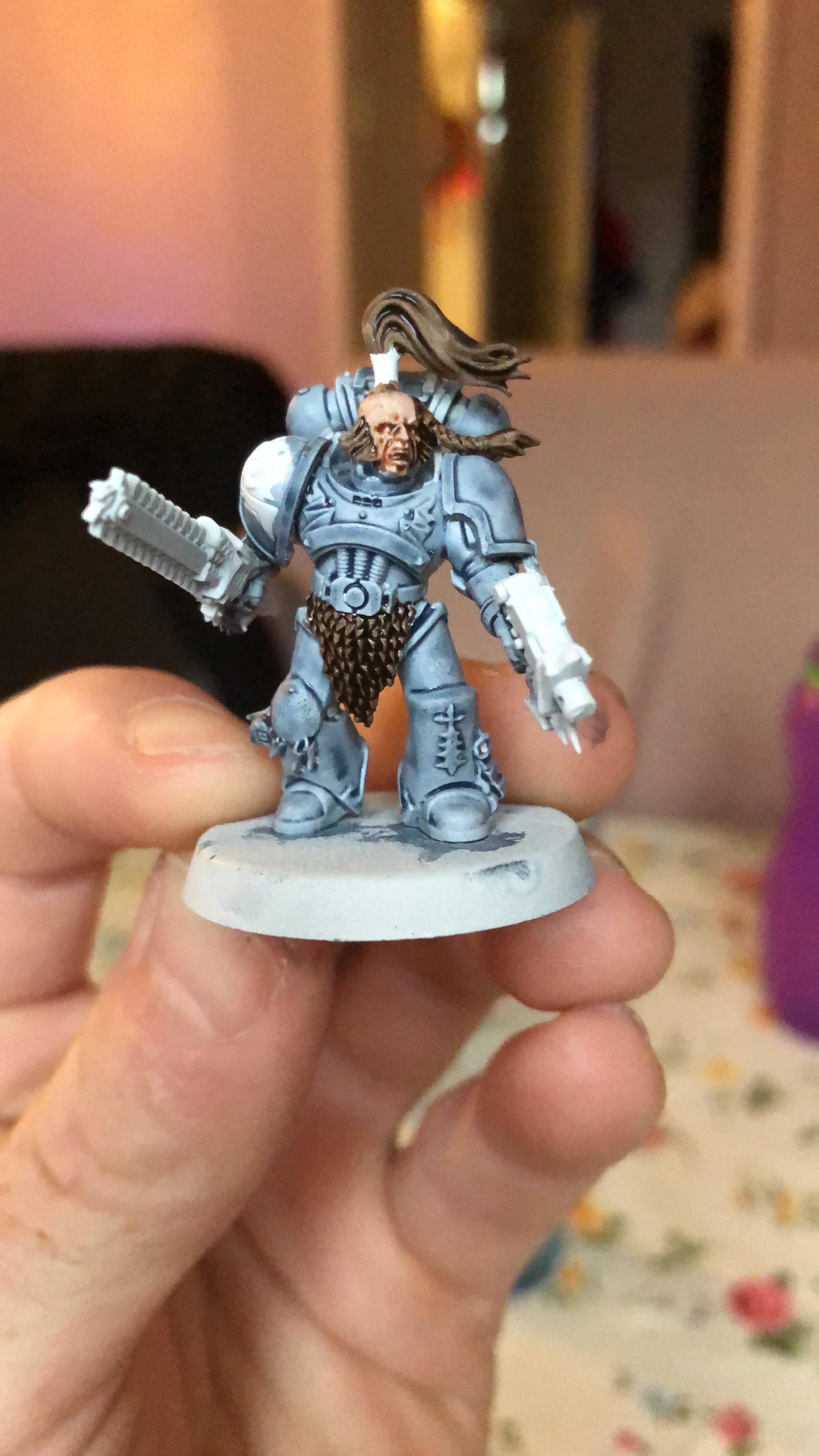 Contrast tester (space wolves grey, wyldwood, gulliman flesh over corax