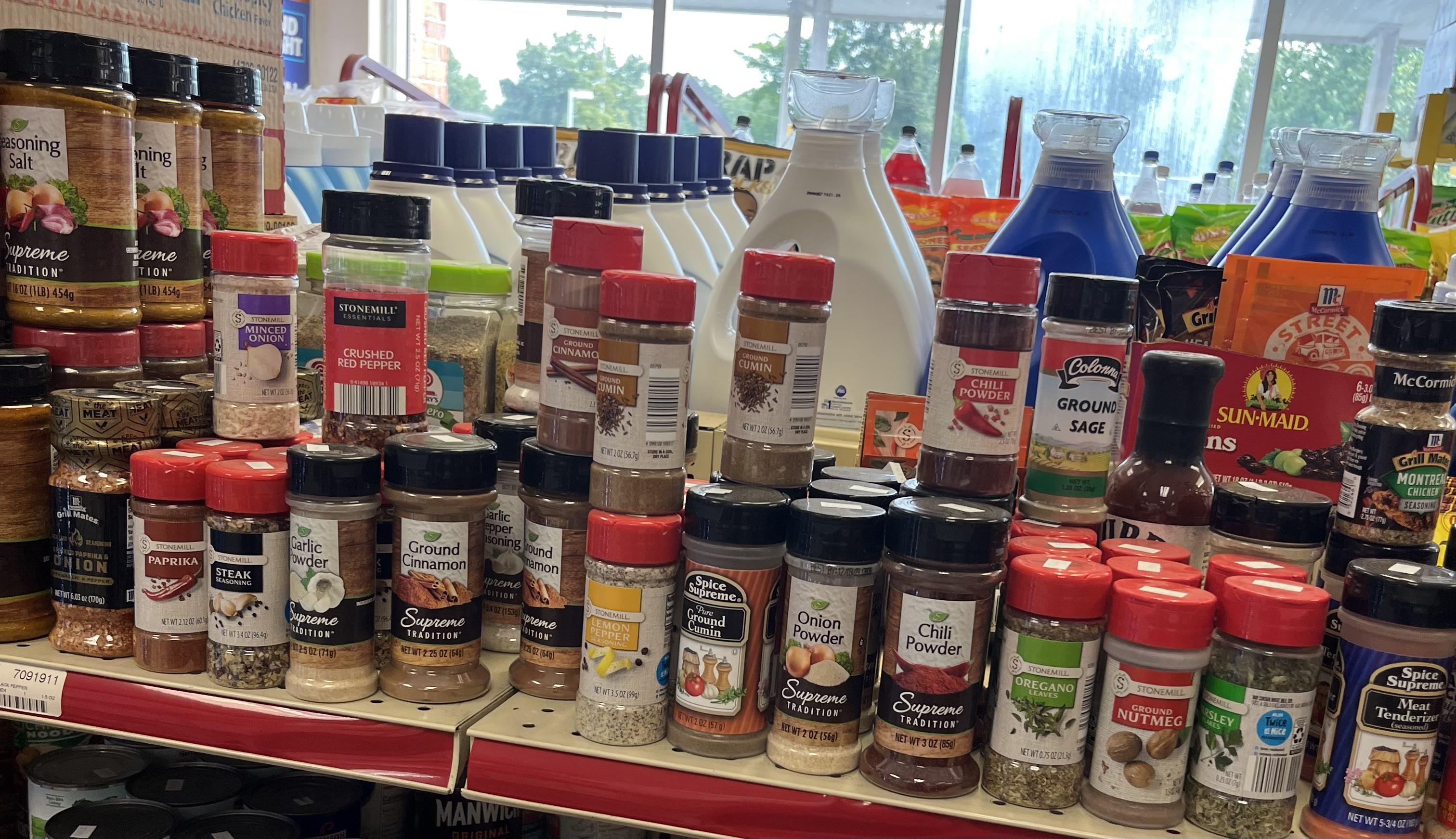 Gas Station Isle With Commonly and Used Spices r