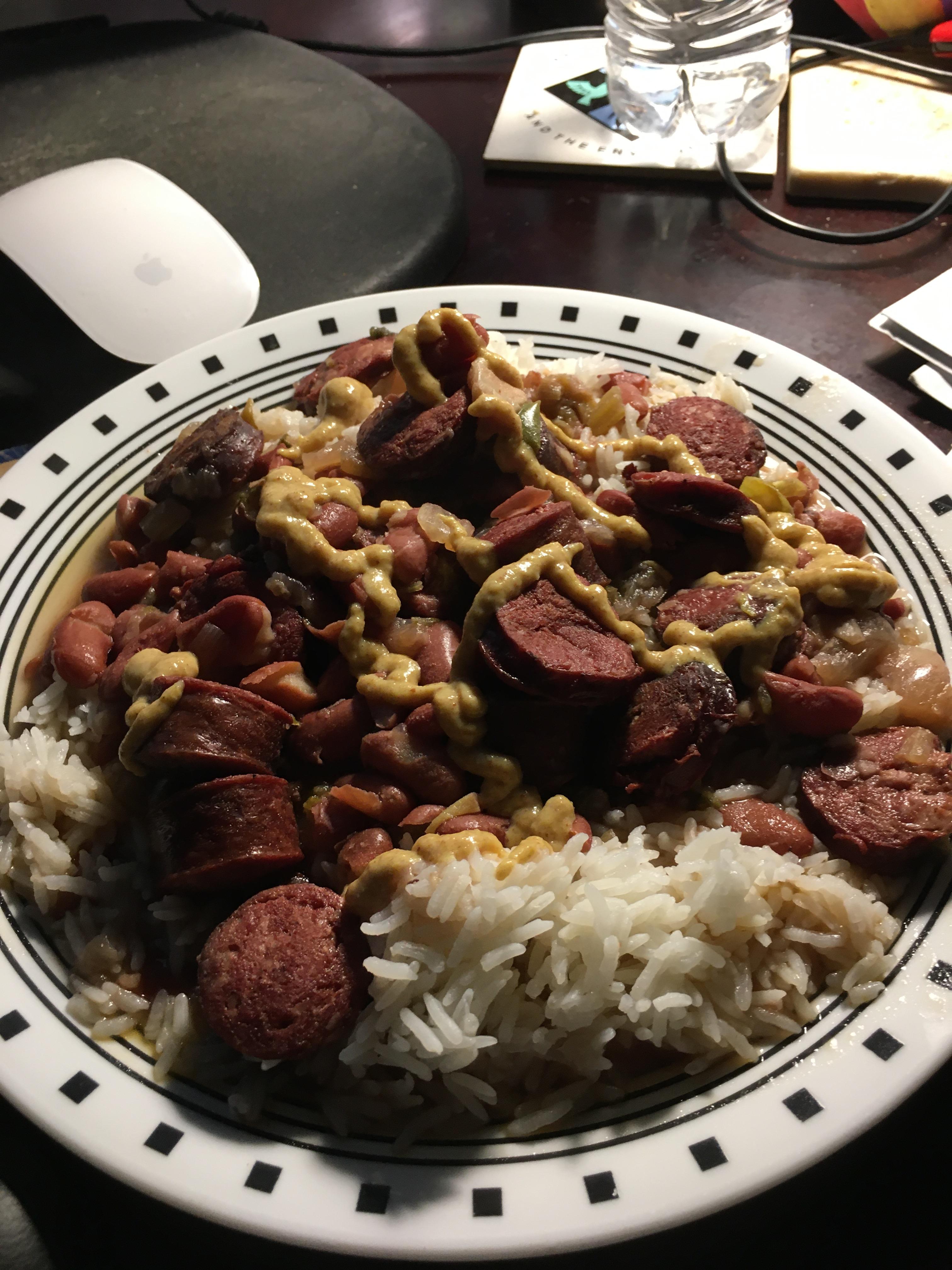 Red beans and rice cooked with Andouille sausage. This is a Monday