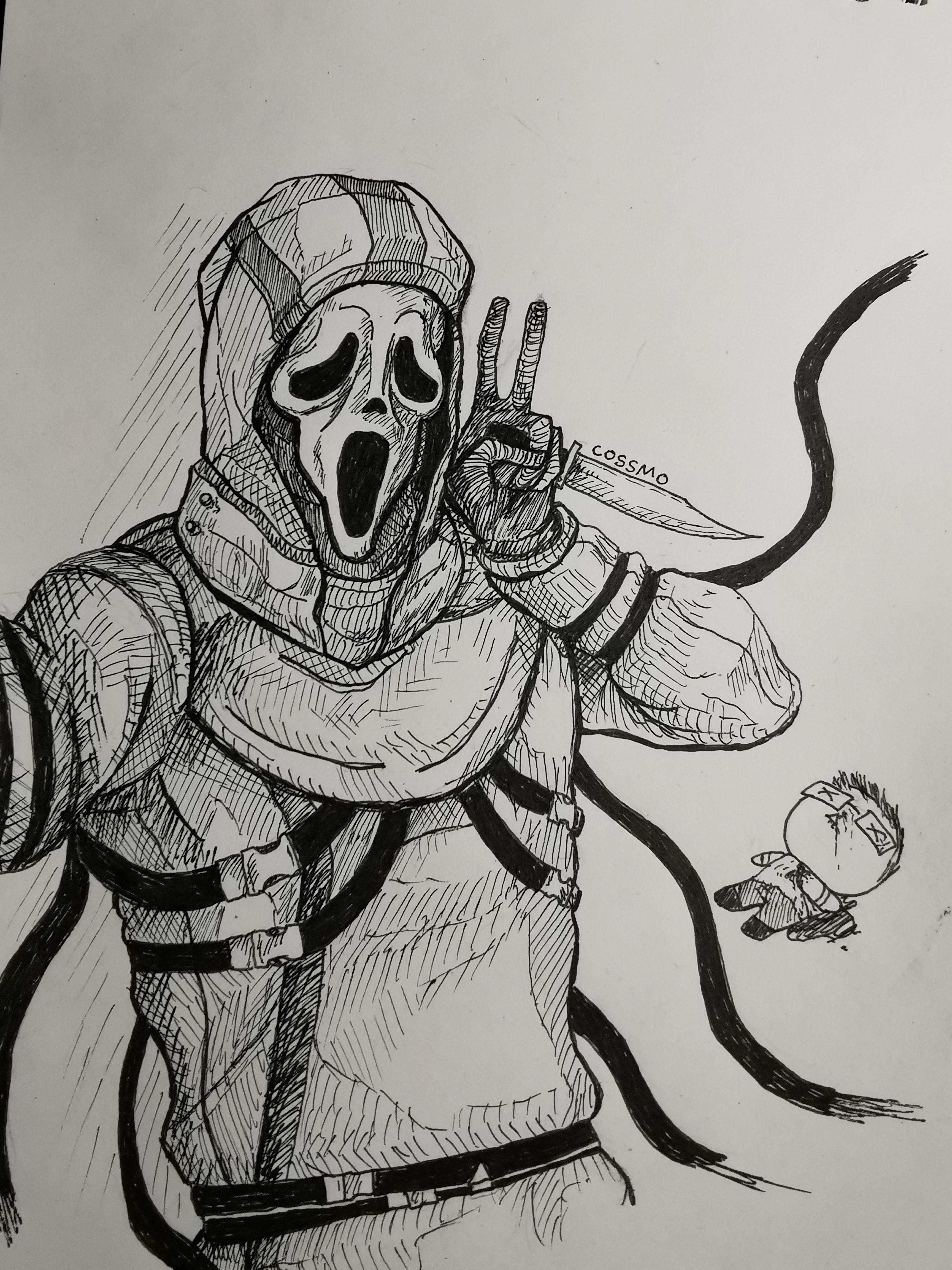 [Original Fan Art] Ghostface ft. a dead Dwight r/deadbydaylight