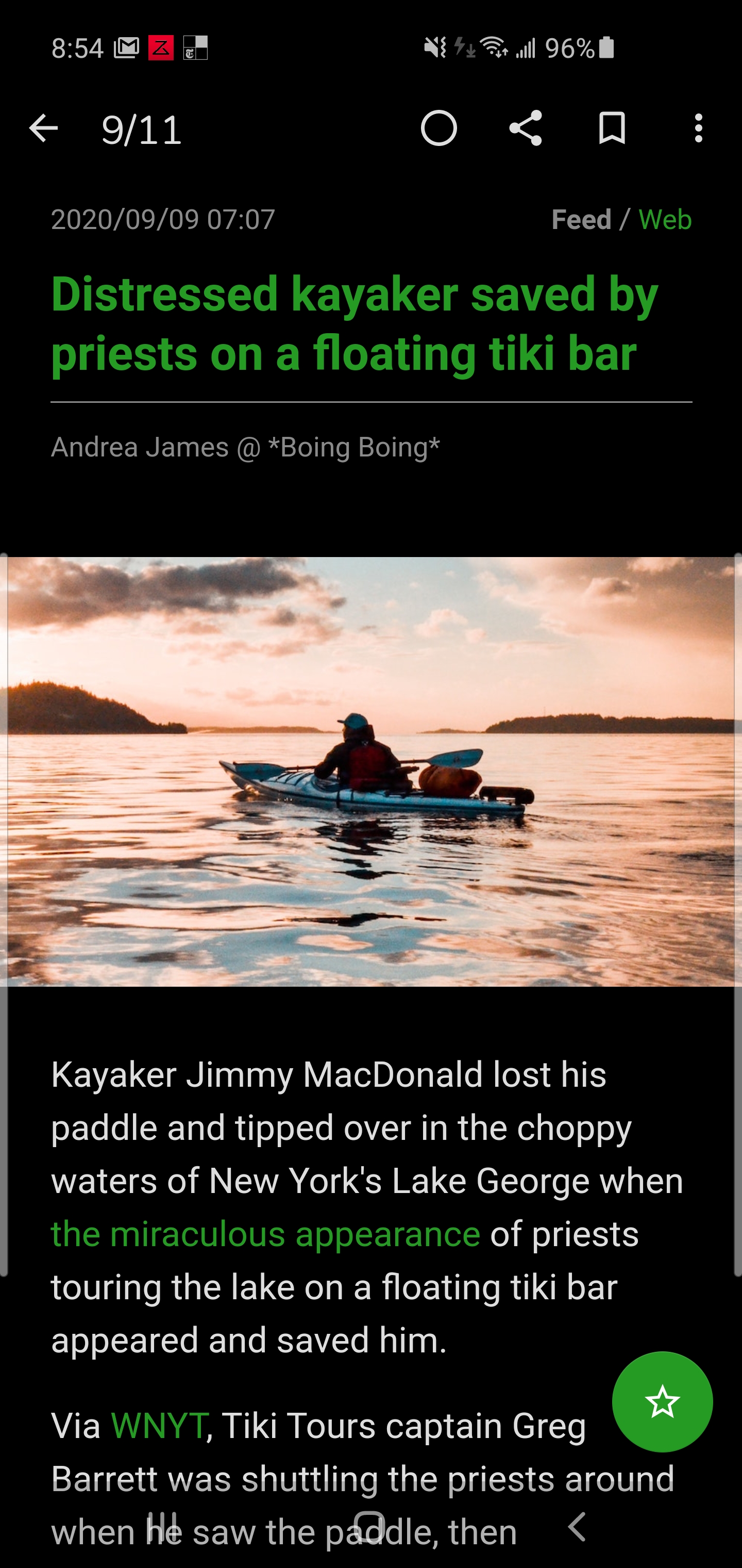 Distressed kayaker saved by priests on a floating tiki bar r