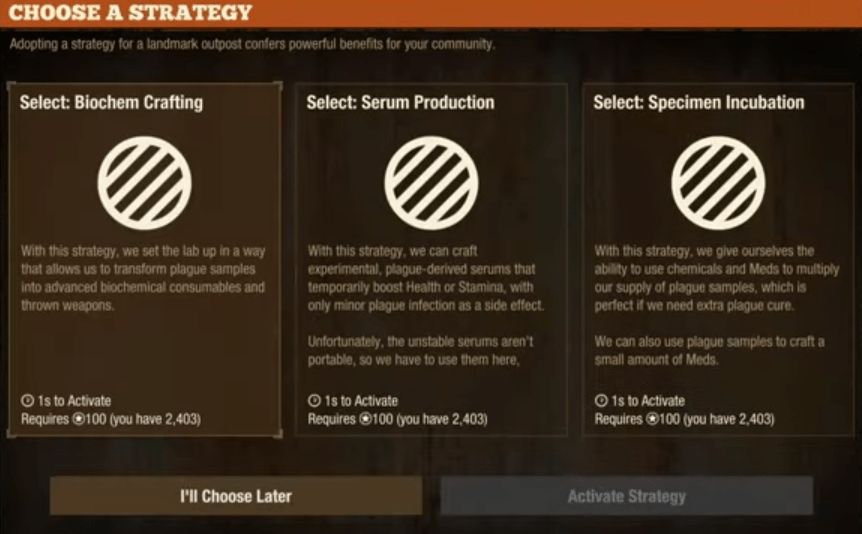 Here's the new Trumbull Valley landmark outpost choices. r/StateOfDecay