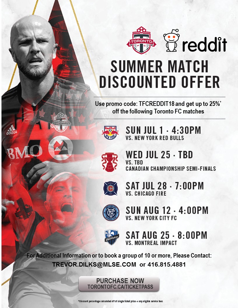 Reddit Toronto FC Summer Offer r/tfc