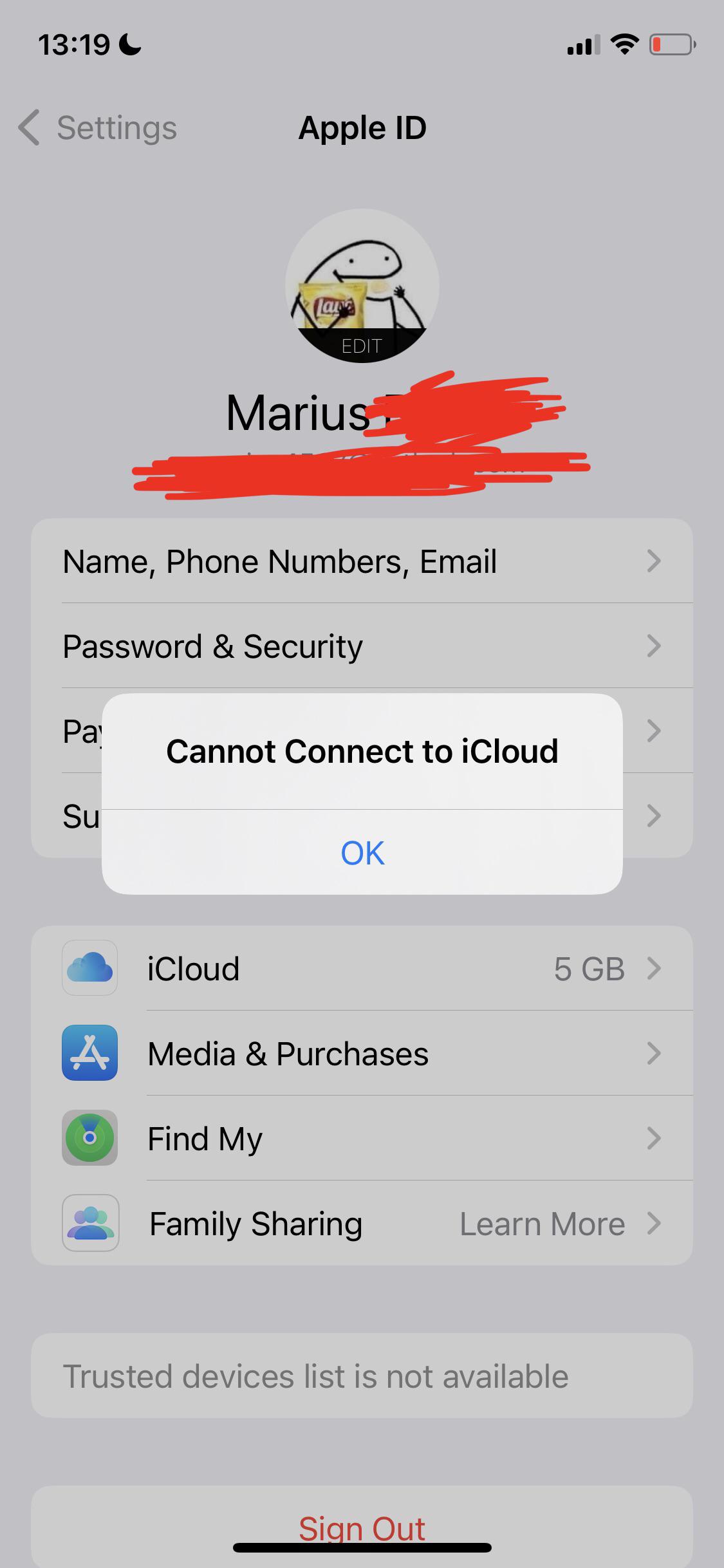 My trusted devices are not showing and also it doesn't let