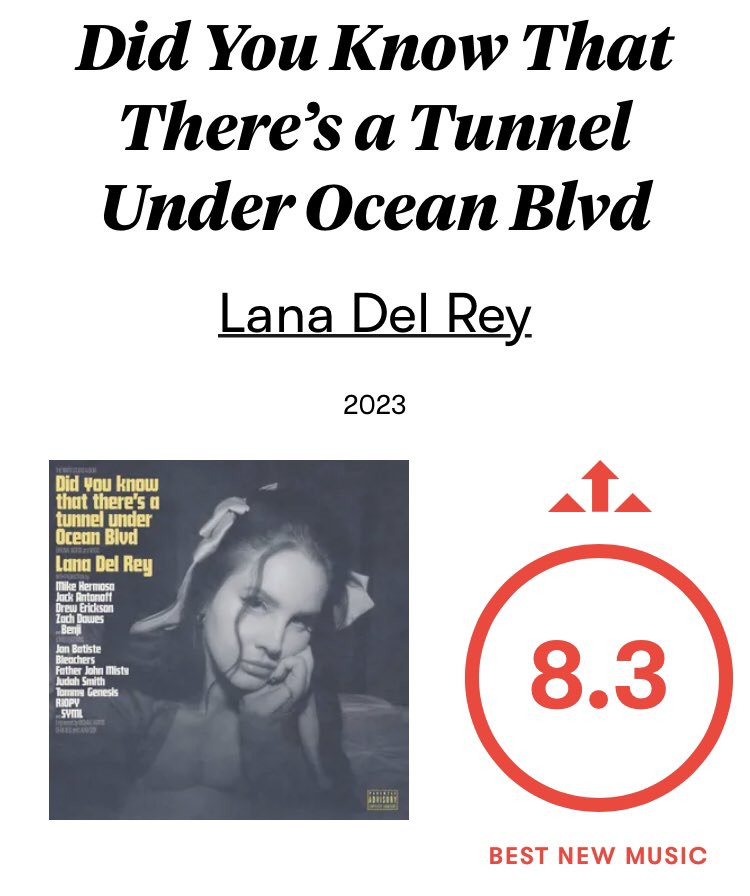 Ocean Blvd is Pitchfork's best new music! r/lanadelrey