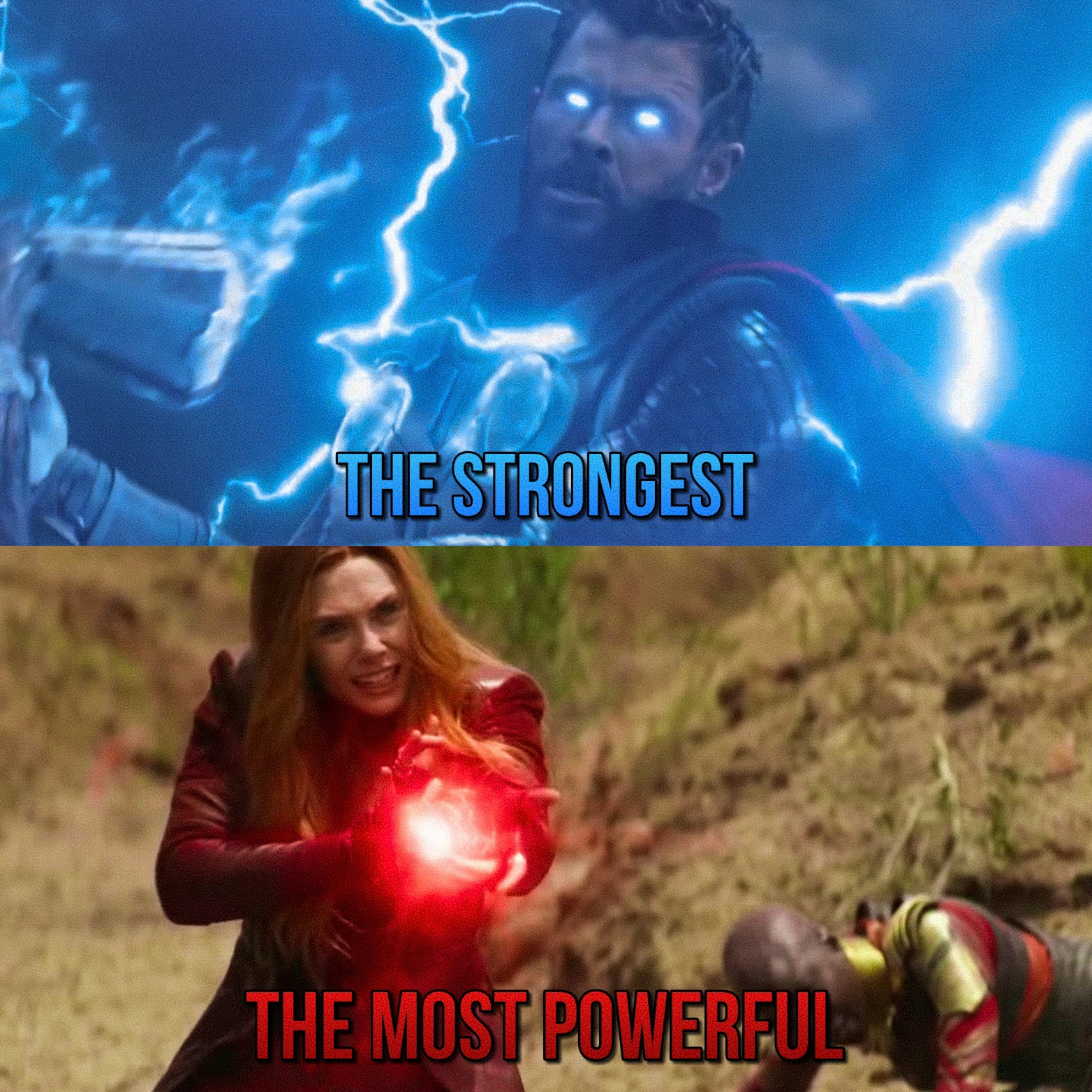 Thor is the strongest. Wanda is the most powerful. r/marvelstudios