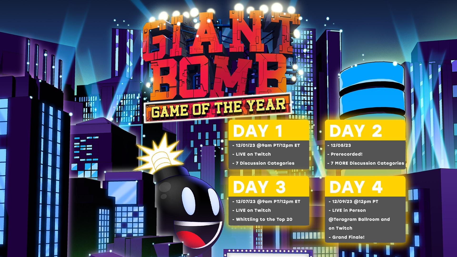Giant Bomb GOTY 2023 Schedule r/giantbomb