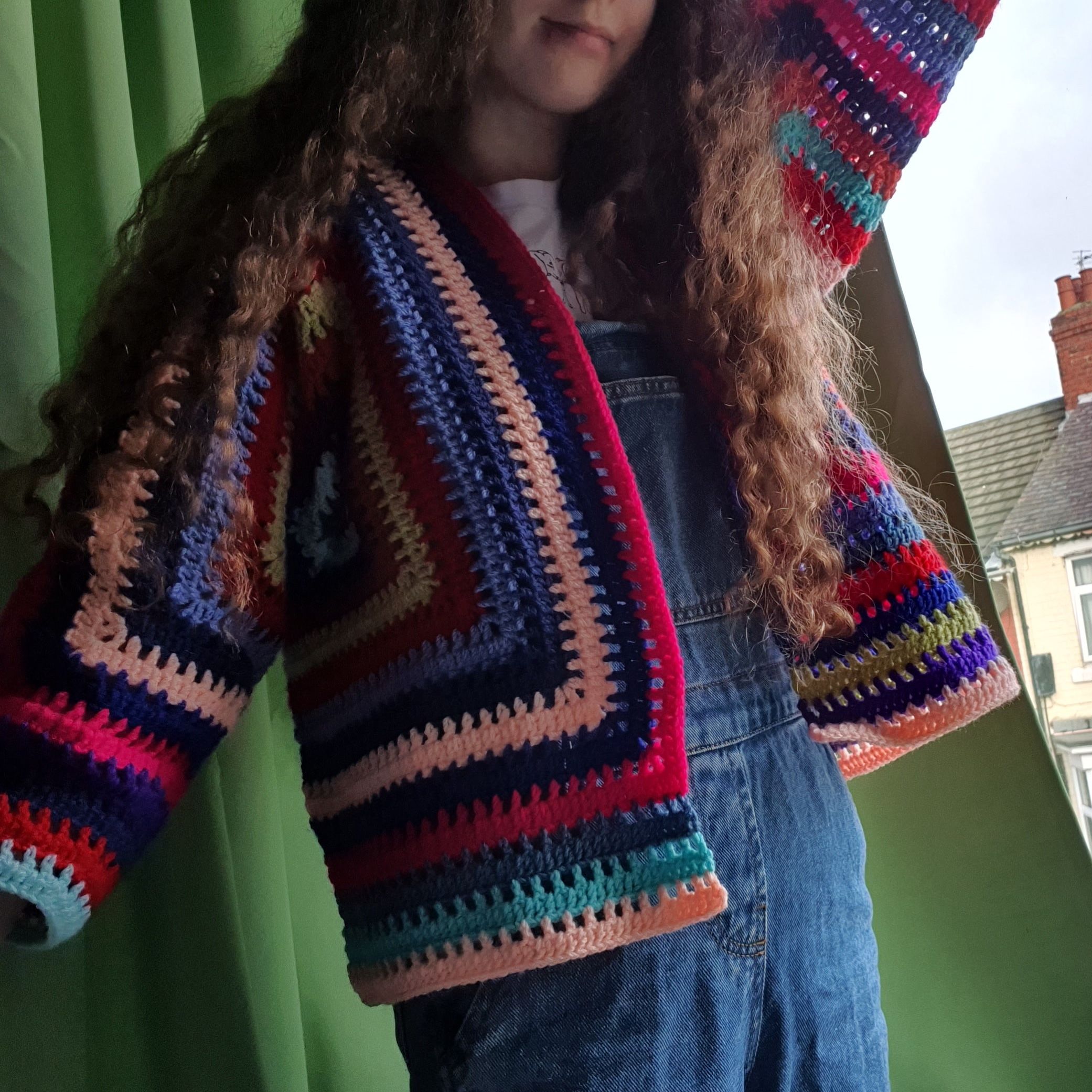 First cardigan made with scrap yarn I was going to throw out, so happy