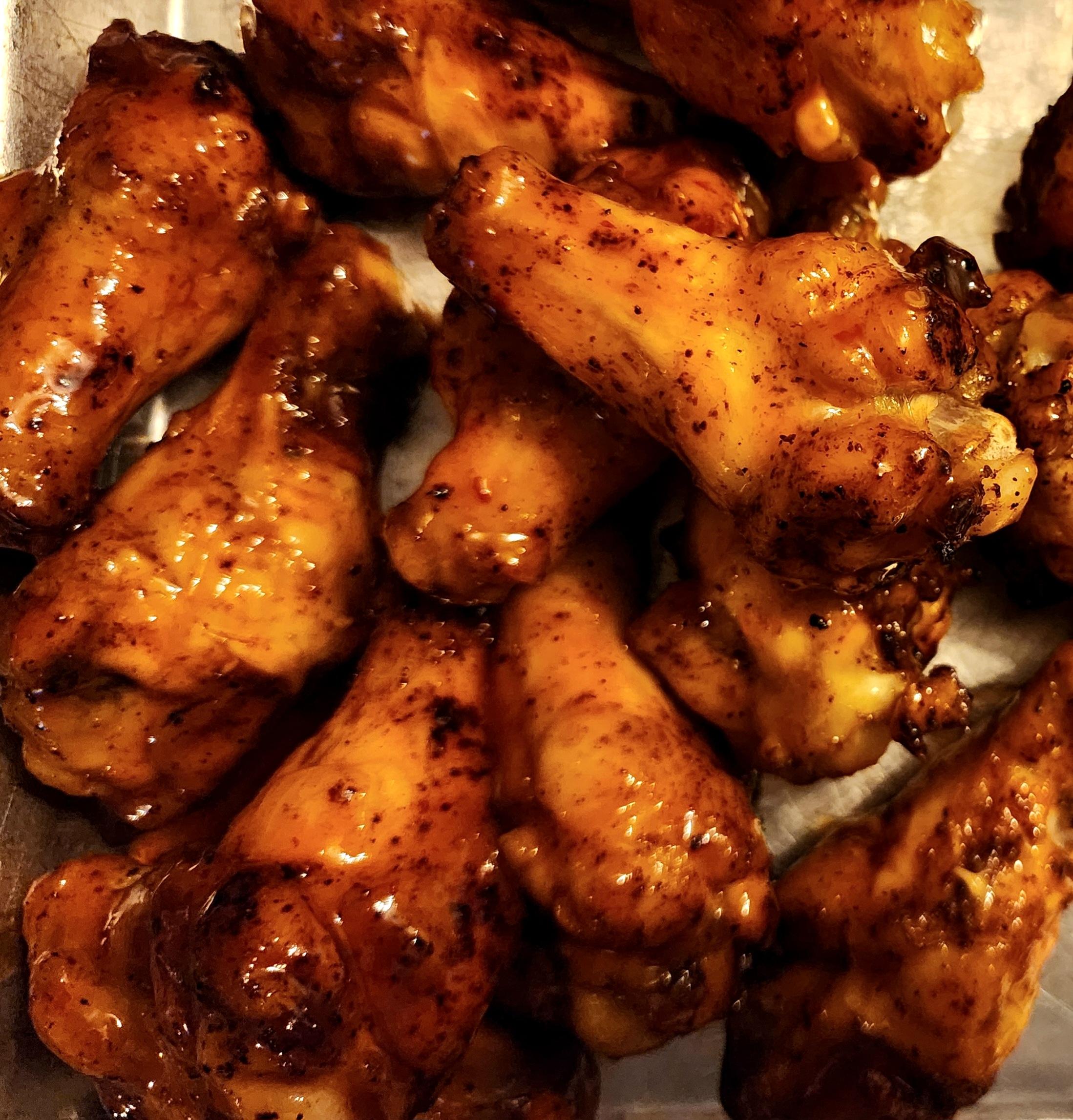 Made some wings last night. I wanted to smoke them, but it started