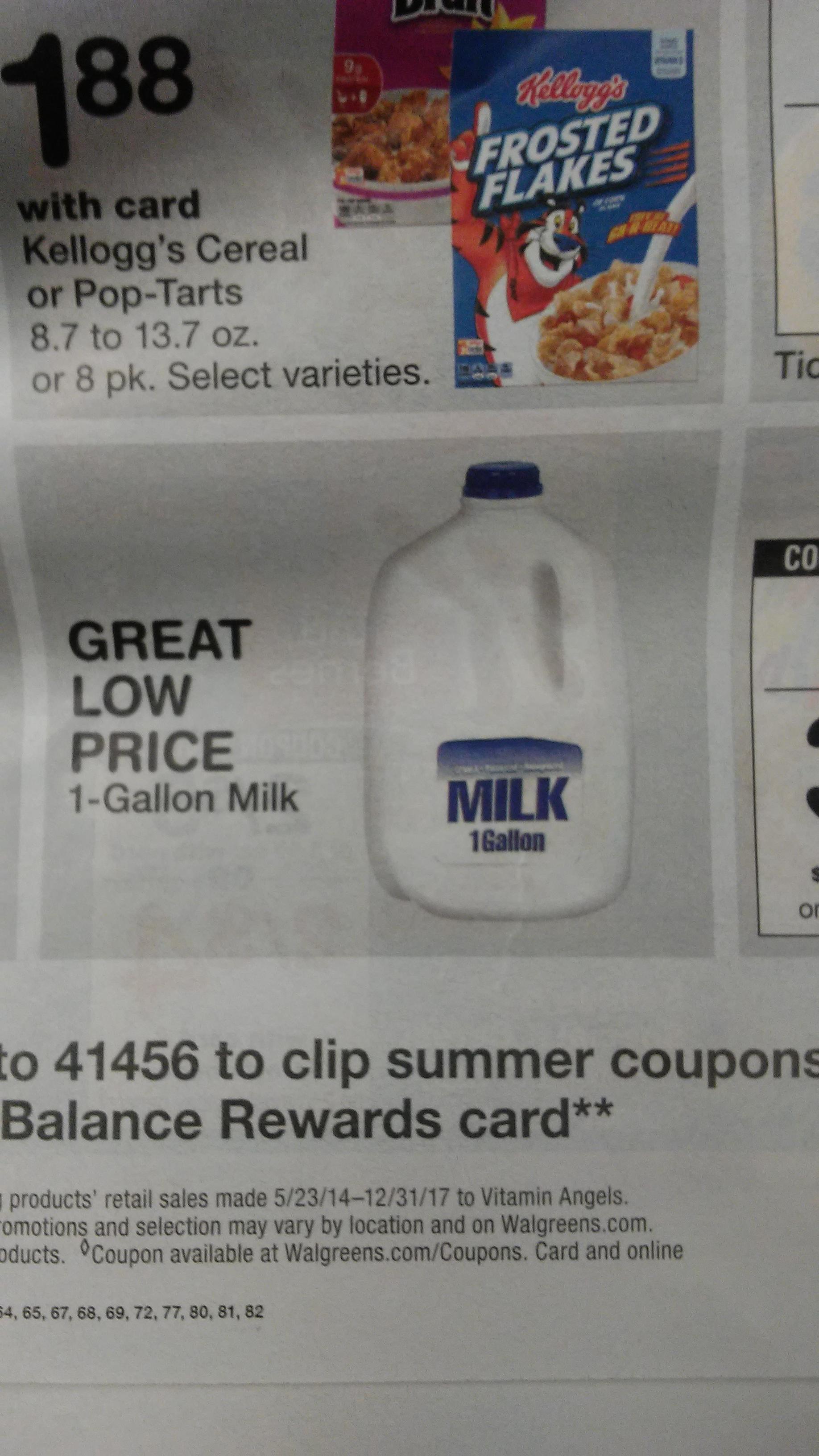 Walgreens sells a gallon of milk for a great low price r