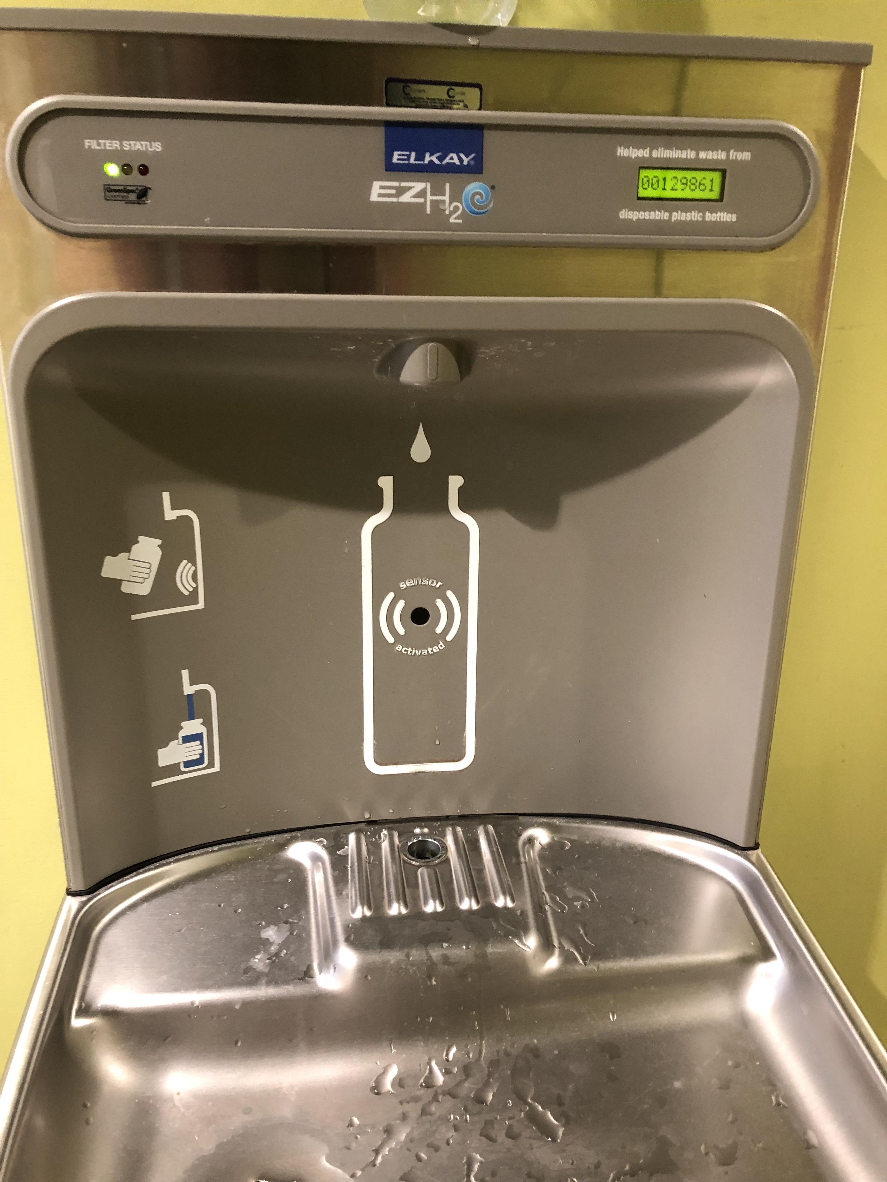 This bottle filling station shows how many water bottles it has helped