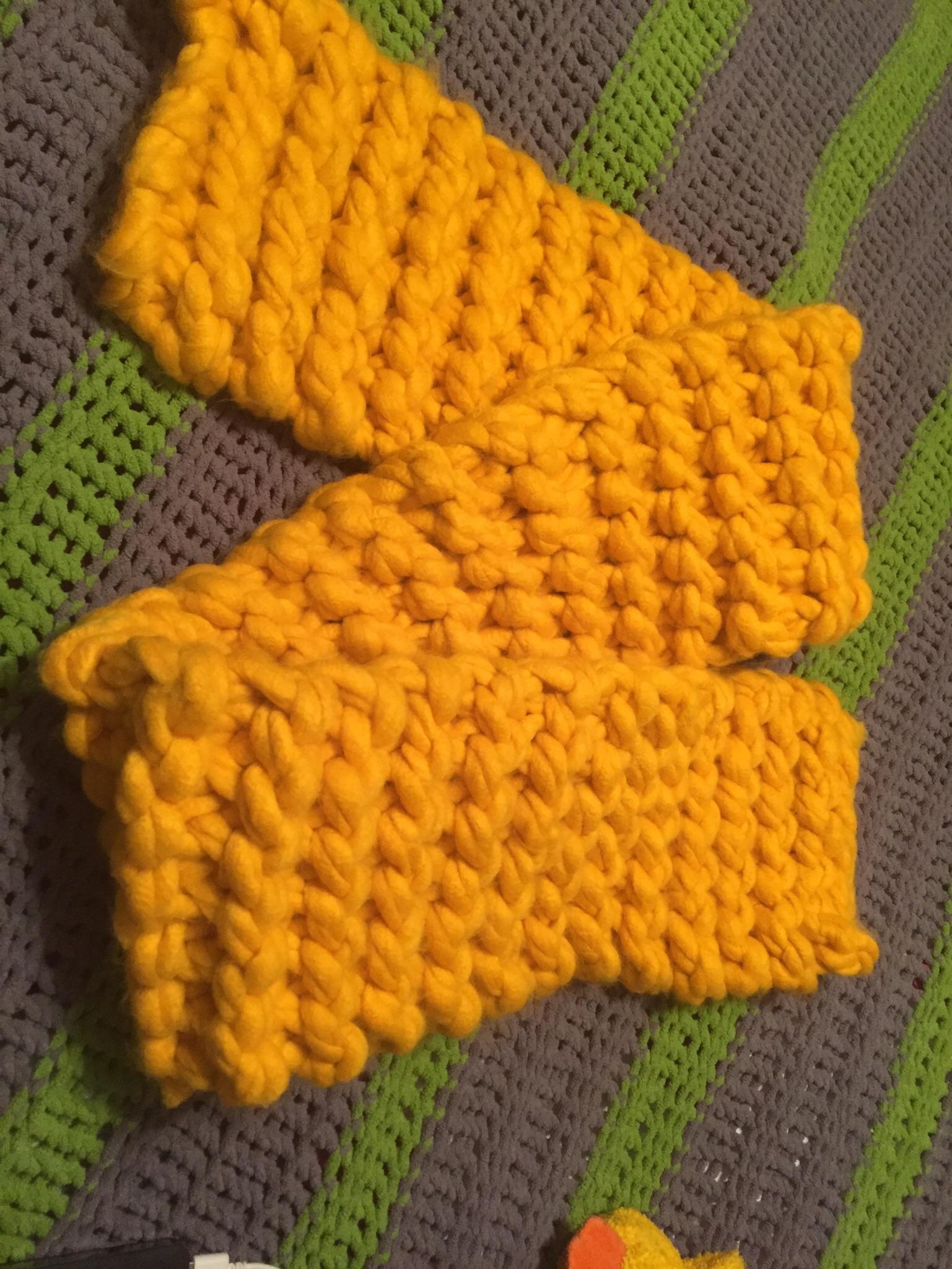 Chunky knit scarf I made last year. Just a plain knit on