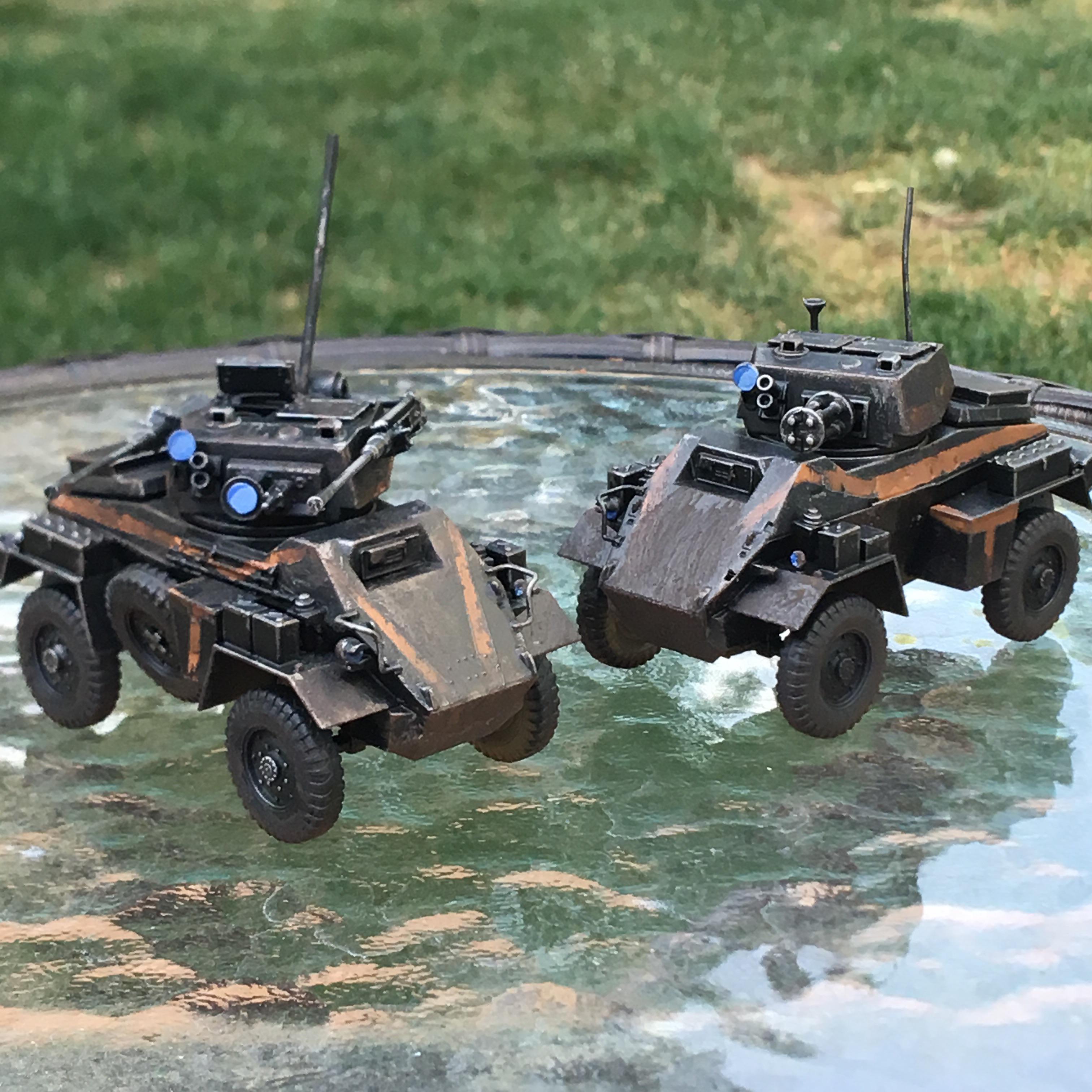 Two armored scot cars I made for my 40k army r/Kitbash