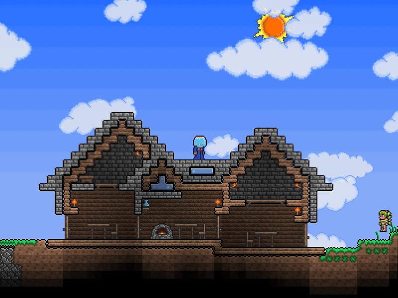 Tried my hand at another house in old Terraria. Wish I could use glass