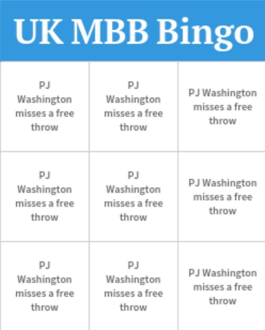 Kentucky Bingo r/CollegeBasketball