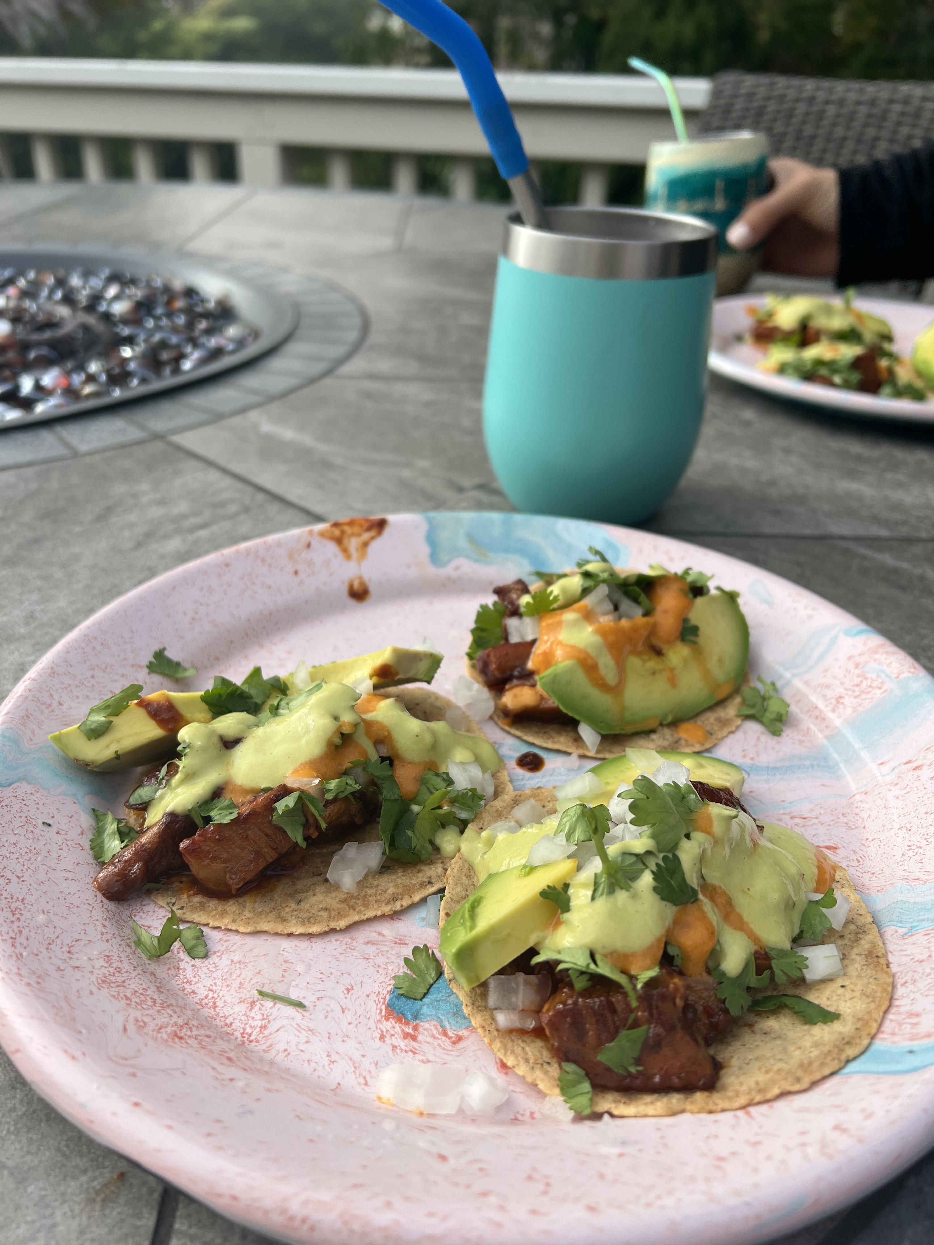 Deer tongue tacos 170f for 40 hours. Low carb tortillas, big ass hunk