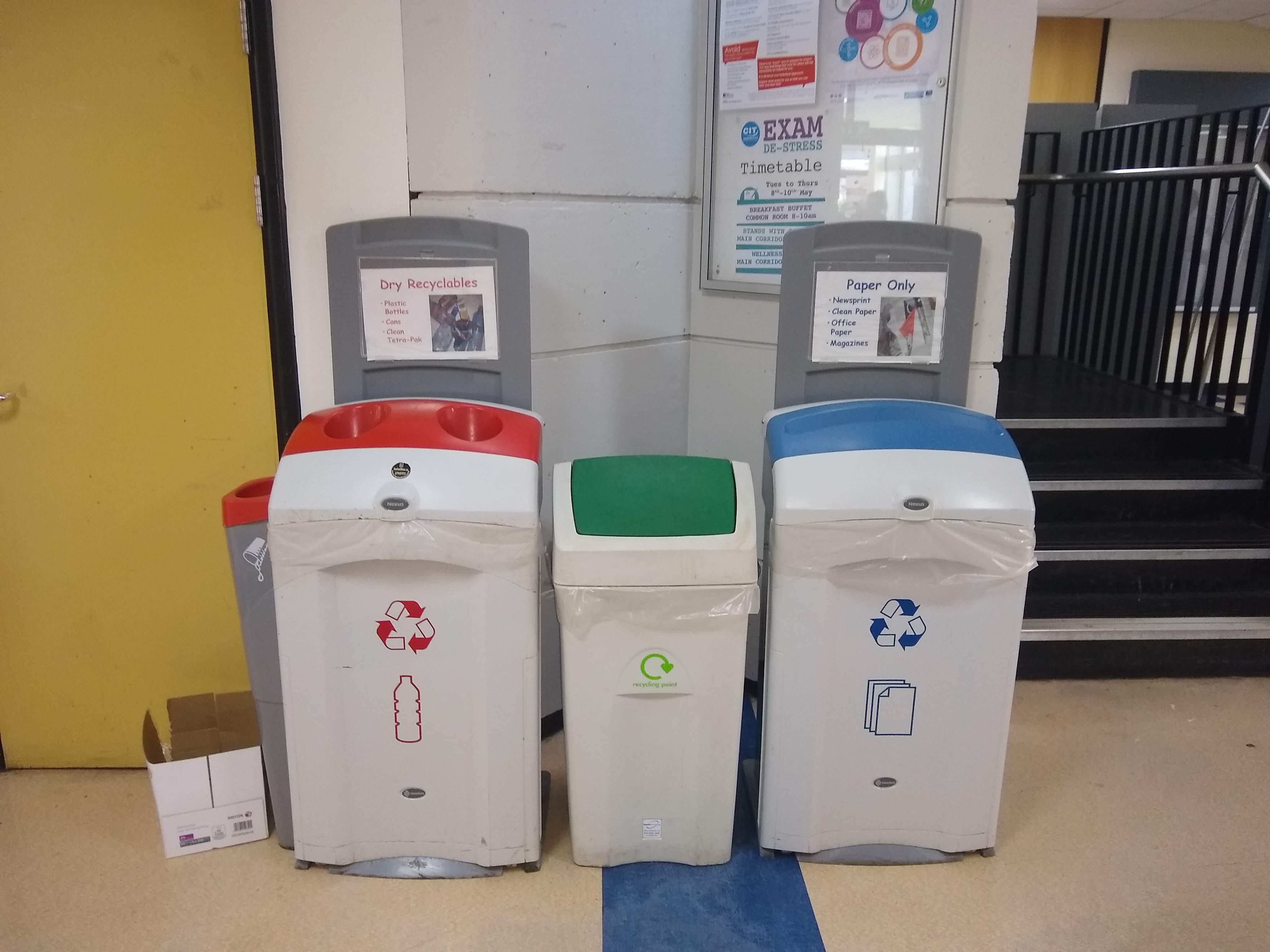 My college trying to be eco by having only recycling bins and no
