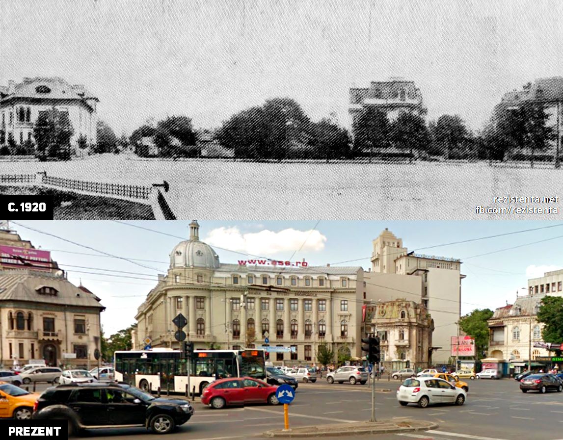 Piata Romana din Bucuresti, anii 20 vs acum. r/Romania