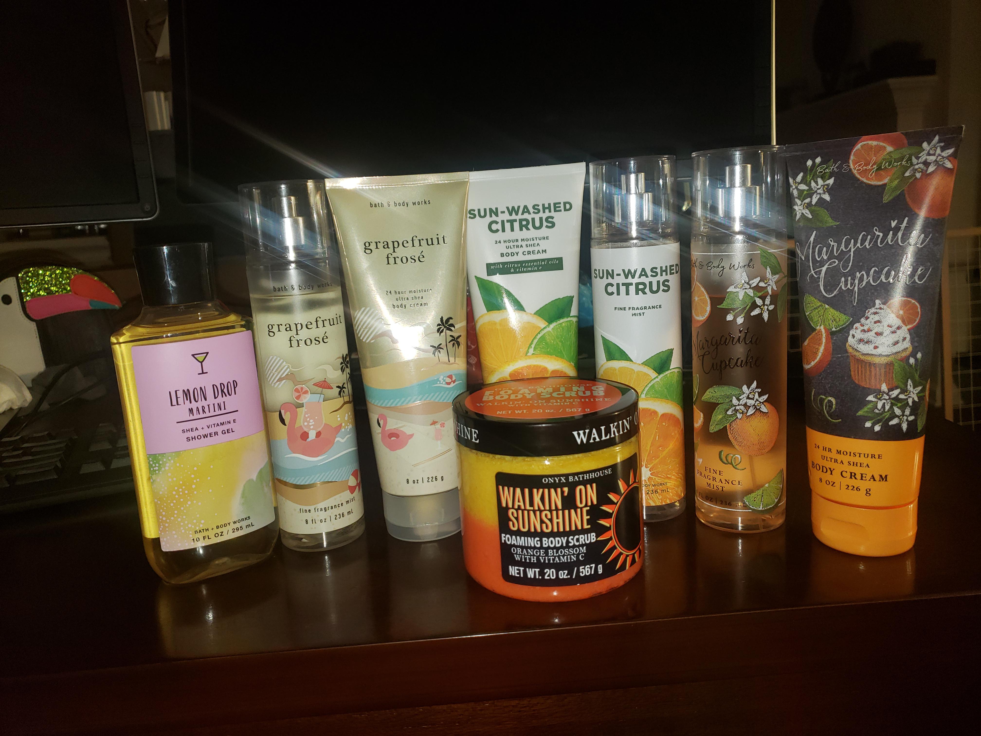 My citrus collection...The body scrub is from TJ Maxx and its the bomb
