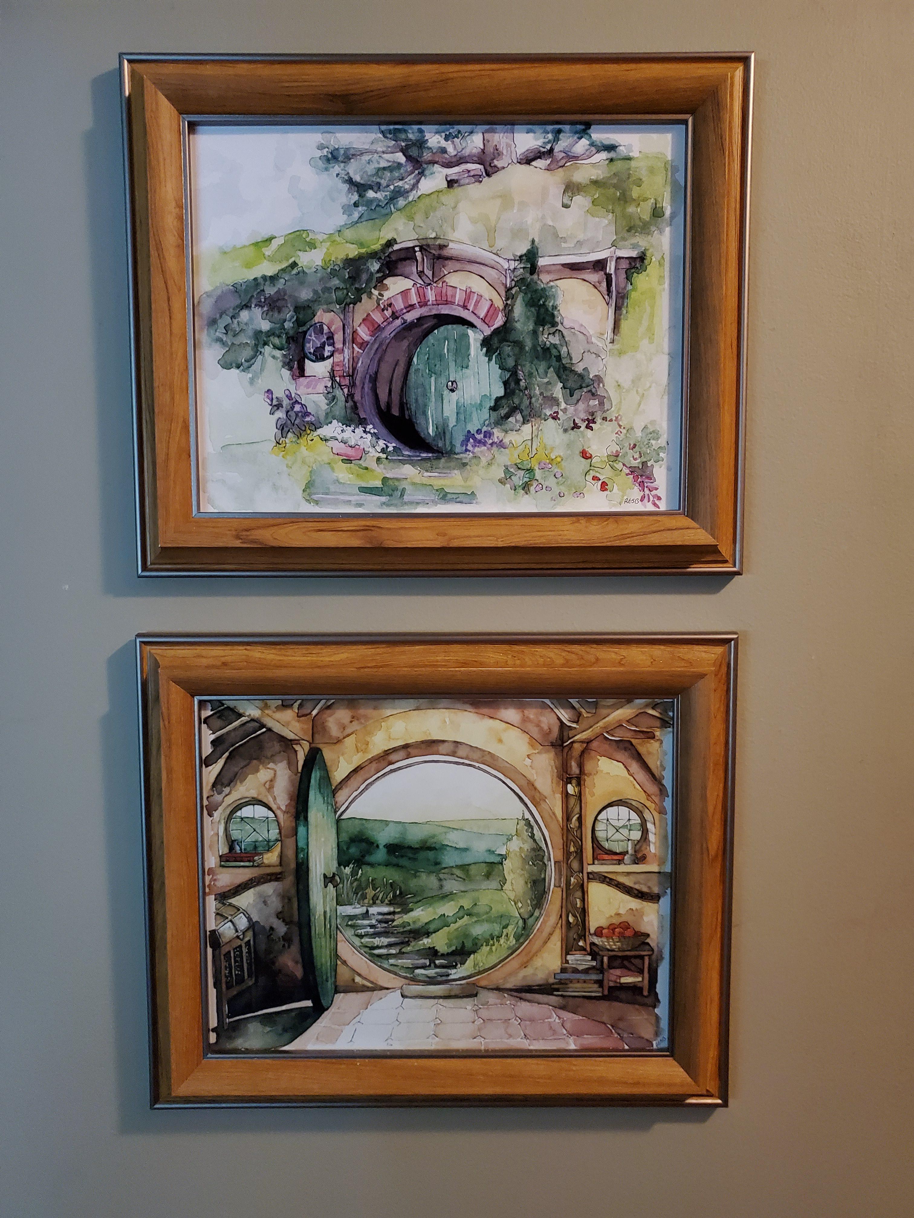 I thought you all might enjoy these lovely watercolors of Bag End I